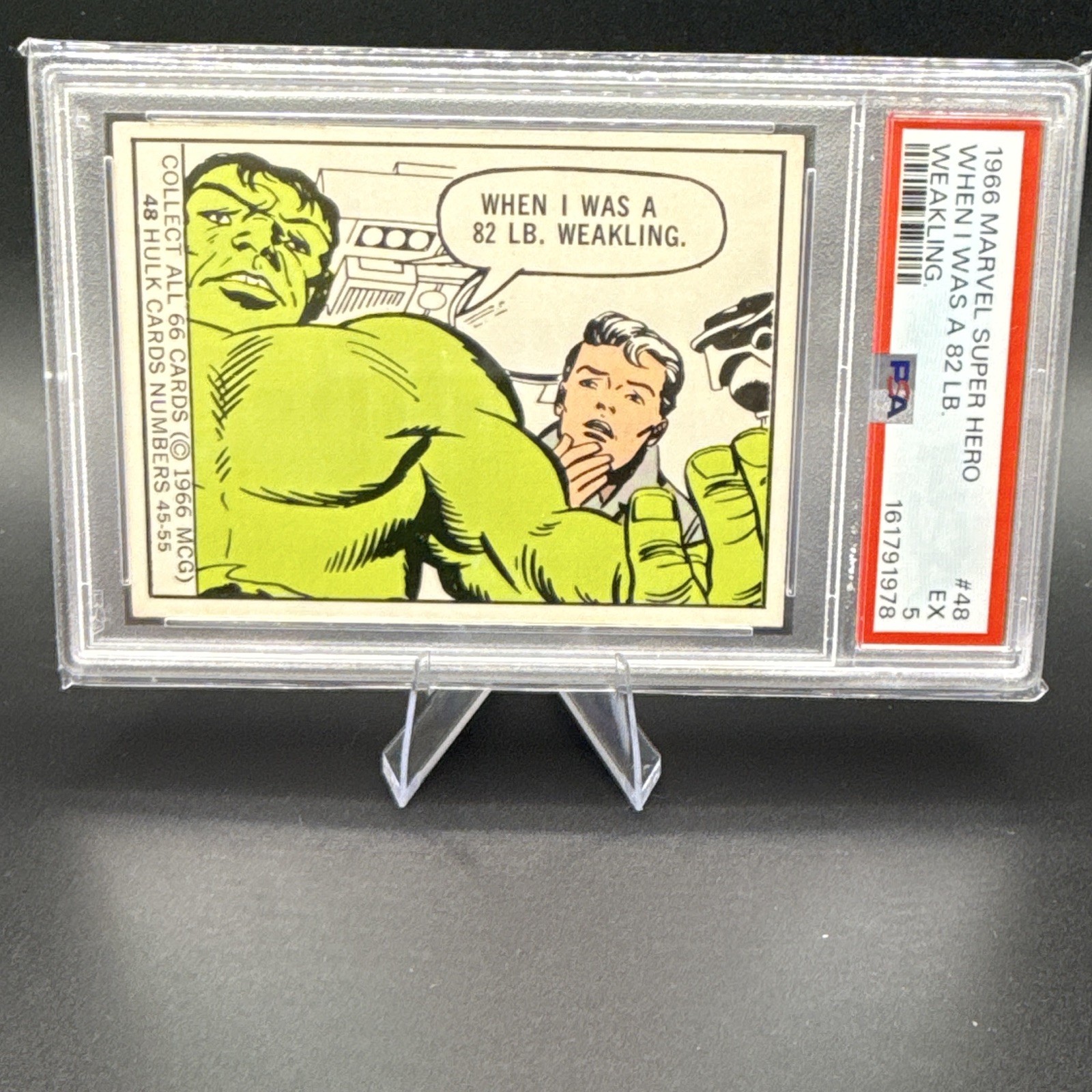 1966  Marvel Super Hero Trading Card #48 Hulk When I Was 82LB. PSA 5