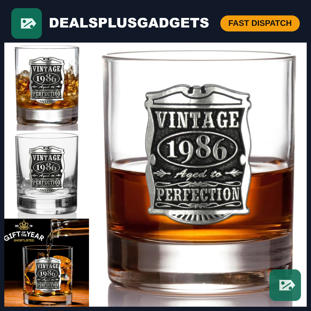 Vintage 1986 40th Birthday Anniversary Whisky Rocks Glass Tumbler - Unique Gift Vintage 1986 40th Birthday Anniversary Whisky Rocks Glass Tumbler - Unique Gift