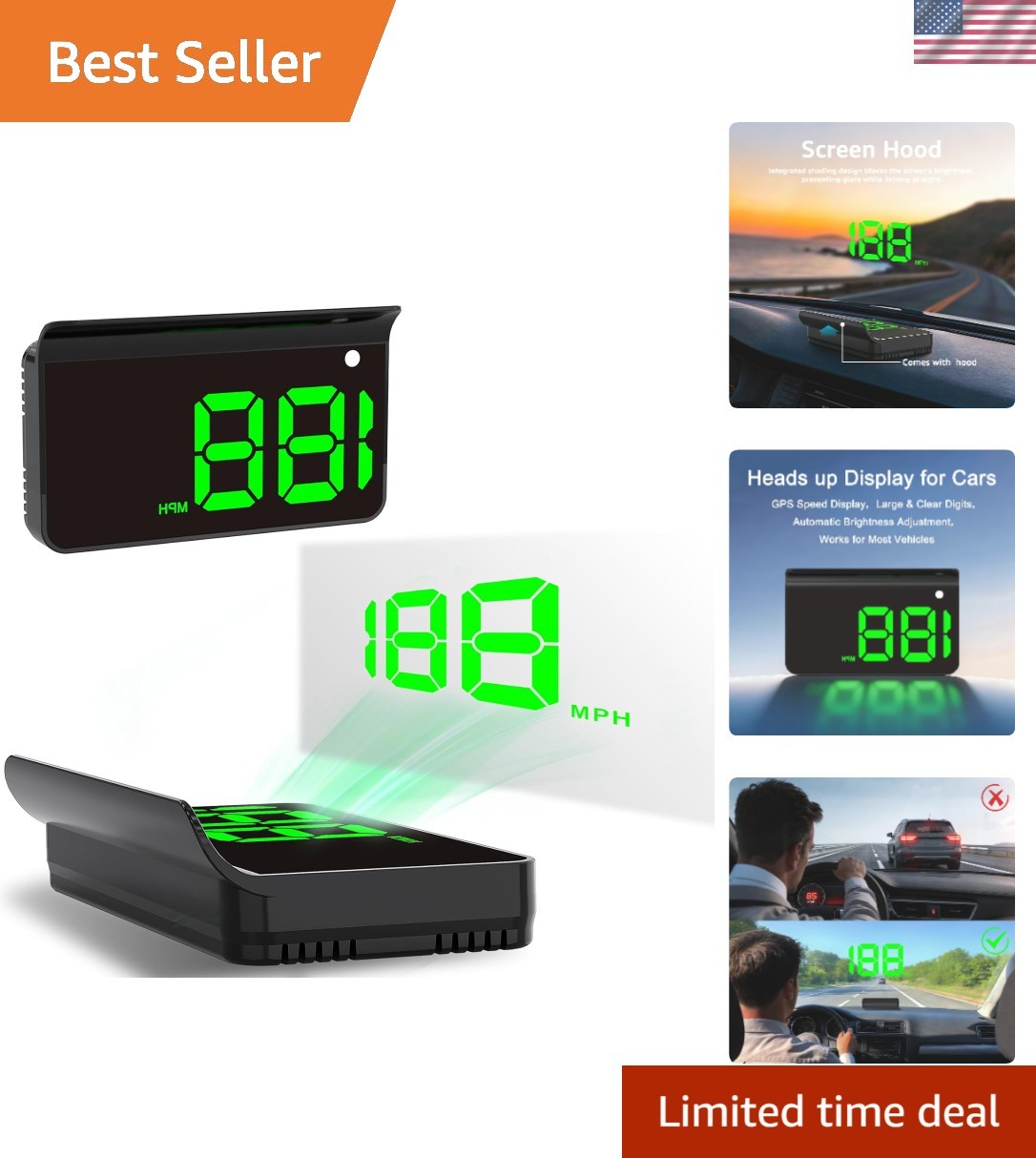 Heads up Display for Cars,Car HUD,Head up Display for Car,Digital GPS ,USB Ca...