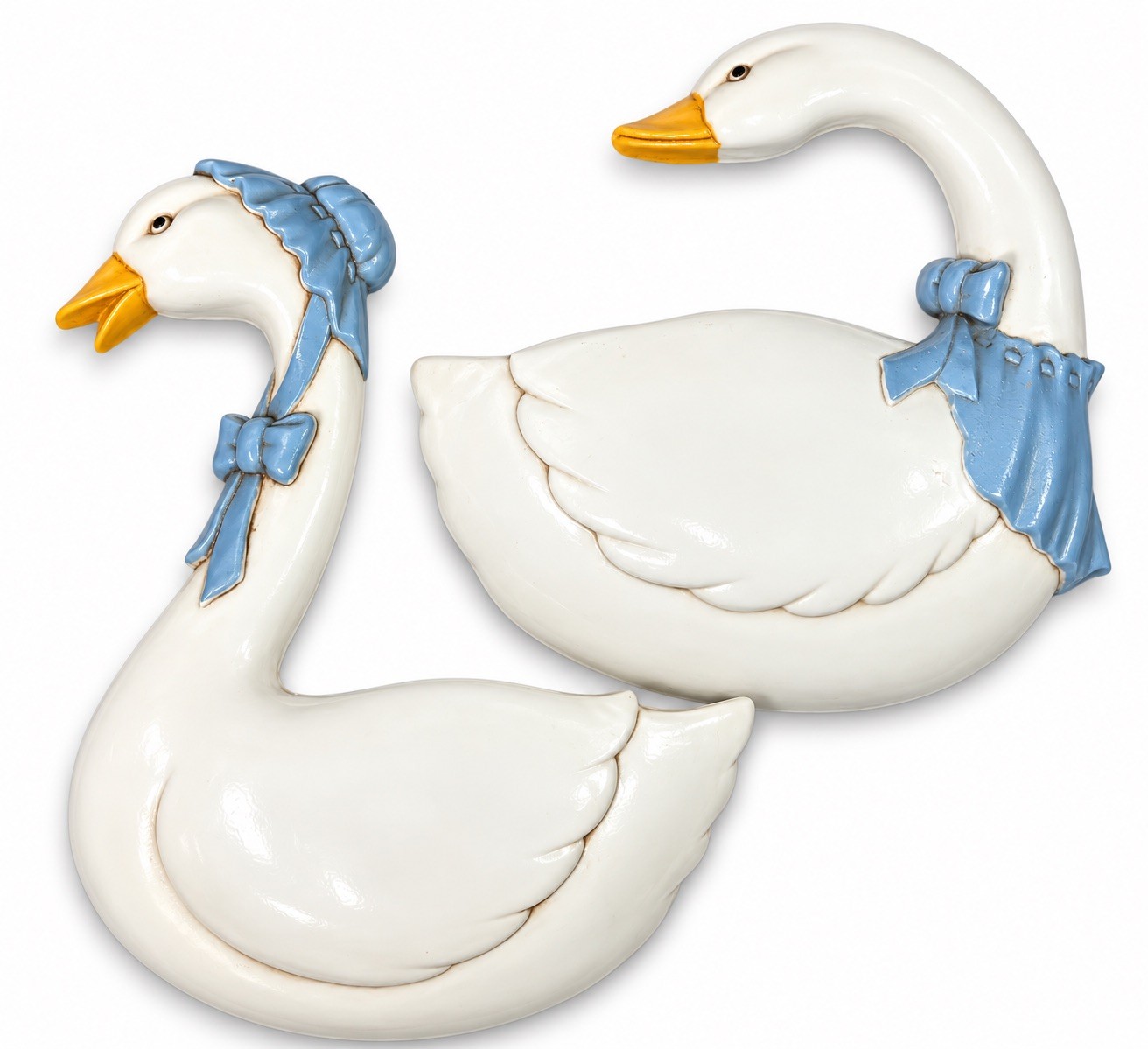 Vintage Homco Burwood Country Geese Goose Wall Pocket Planters Pair Set of Two