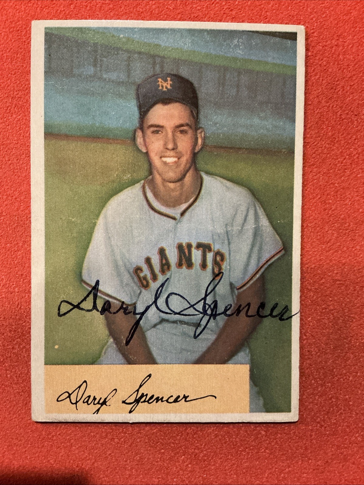 Daryl Spencer 🔥🔥MLB: 1954 Bowman #185🔥🔥Autograph🔥🔥