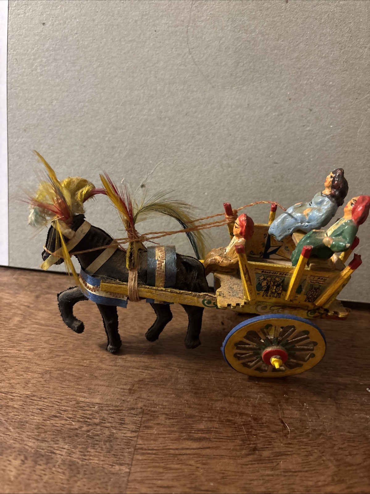 Vintage Sicilian Folk Art Wooden Wedding Cart – Made in Italy