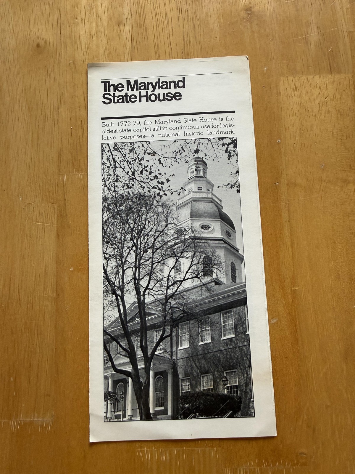 Vintage Maryland State House Historic Tour Brochure Annapolis Maryland USA