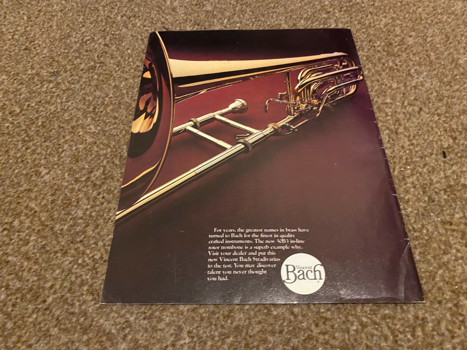 JBF11 ADVERT 11X8 THE 50B3 IN LINE TROMBONE BY VINCENT BACH