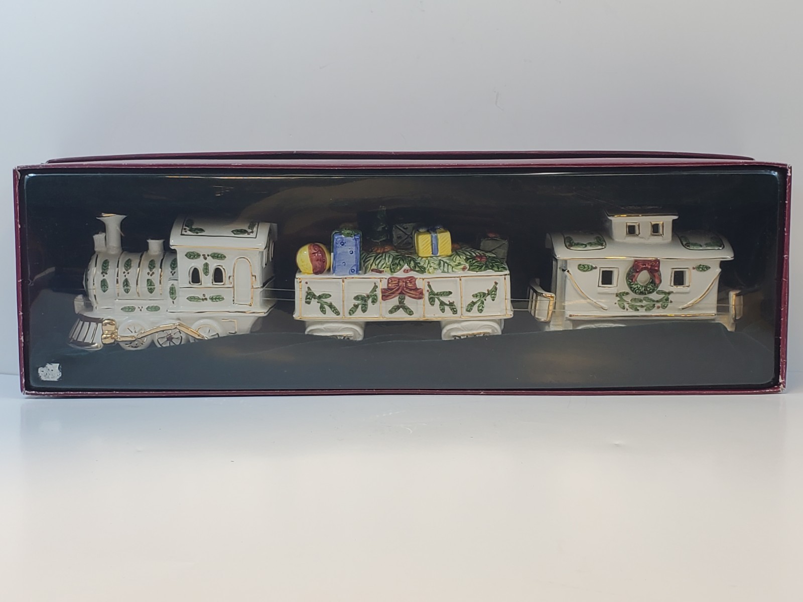 Classic Traditions Ceramic Christmas Train Set 3 Piece 24K Gold Accents Kmart