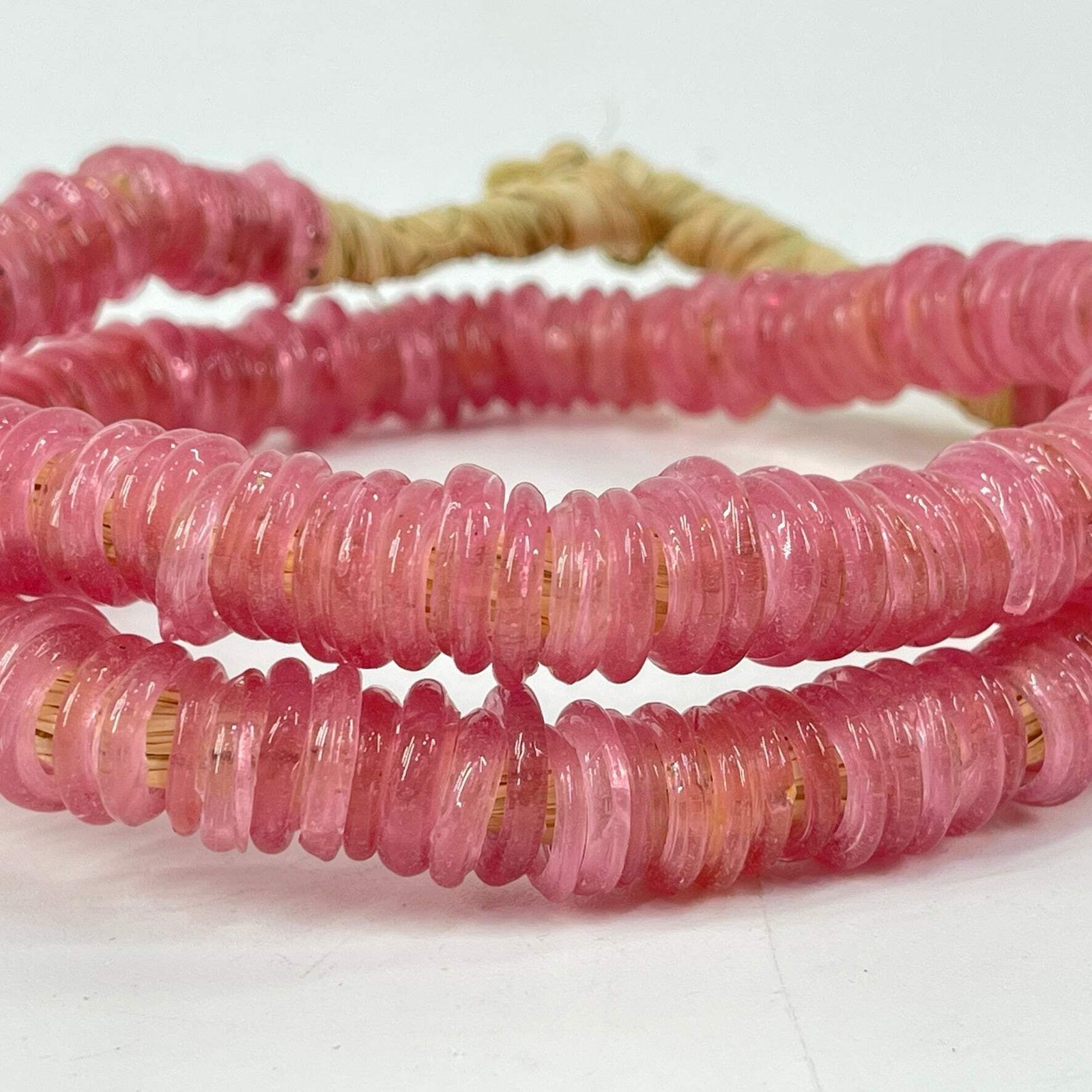 Italian Glass Rings Pink Translucent Trade Beads