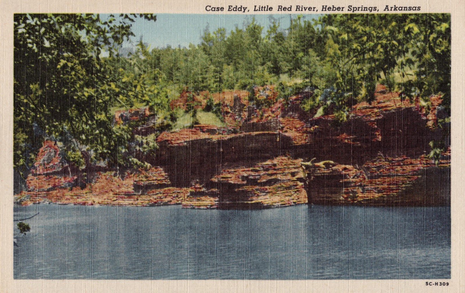 Postcard Case Eddy Little Red River Heber Springs Arkansas c 1945 linen