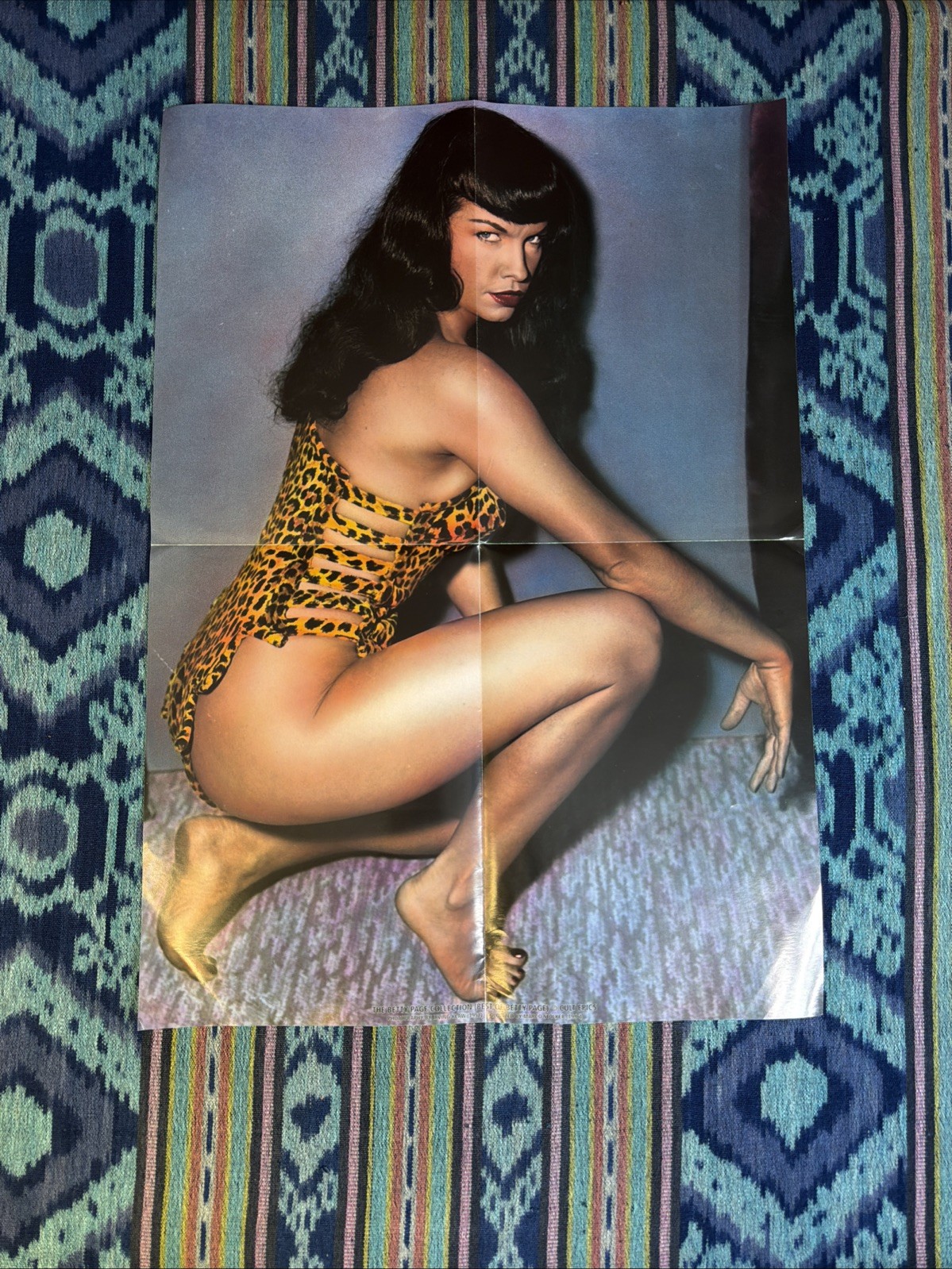 Betty Page Poster 1996 16.5”x 23.5” Unfolded Leopard Bathing Suit