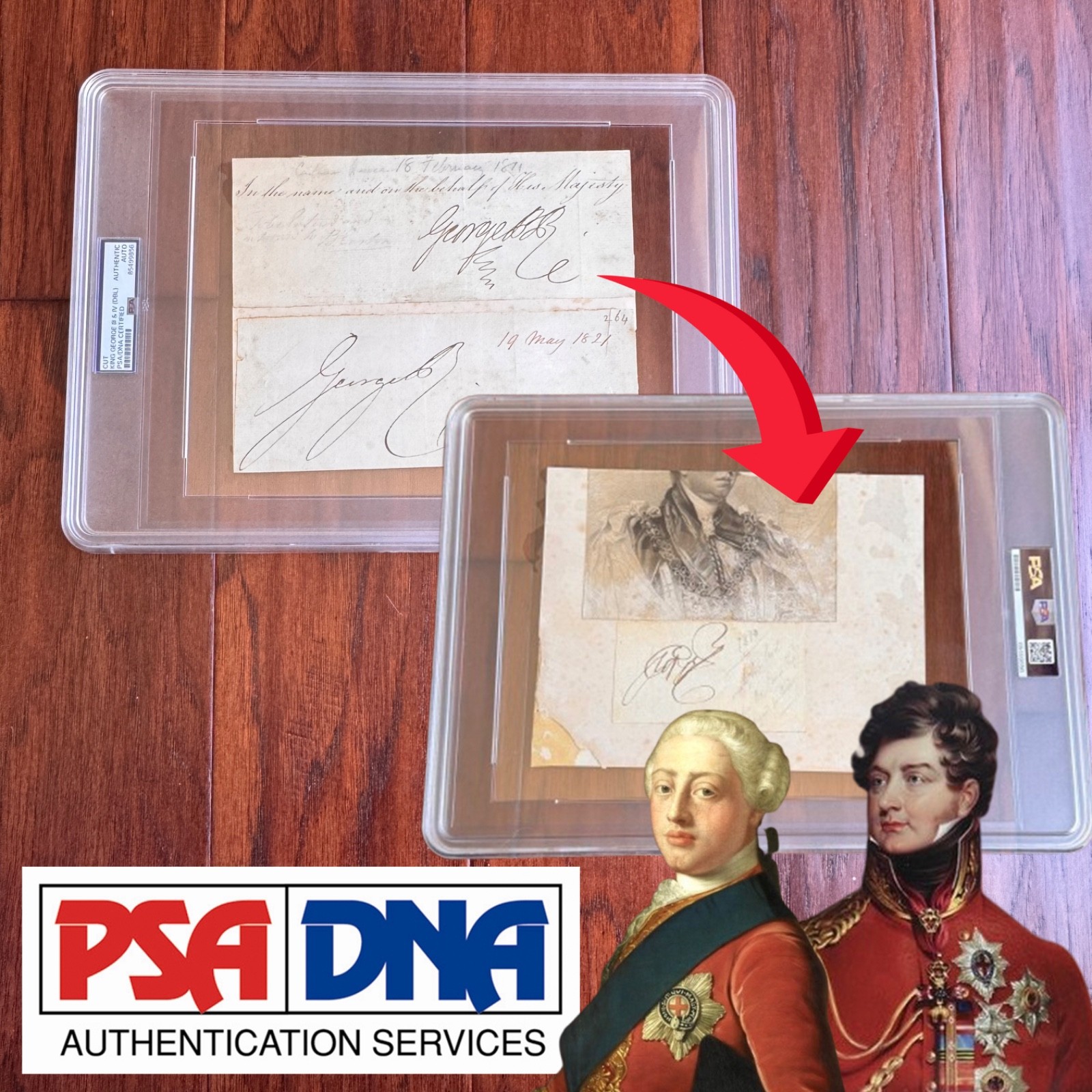 KING GEORGE III  & GEORGE IV Autograph CUT SIGNATURES Signed * UK * PSA/DNA