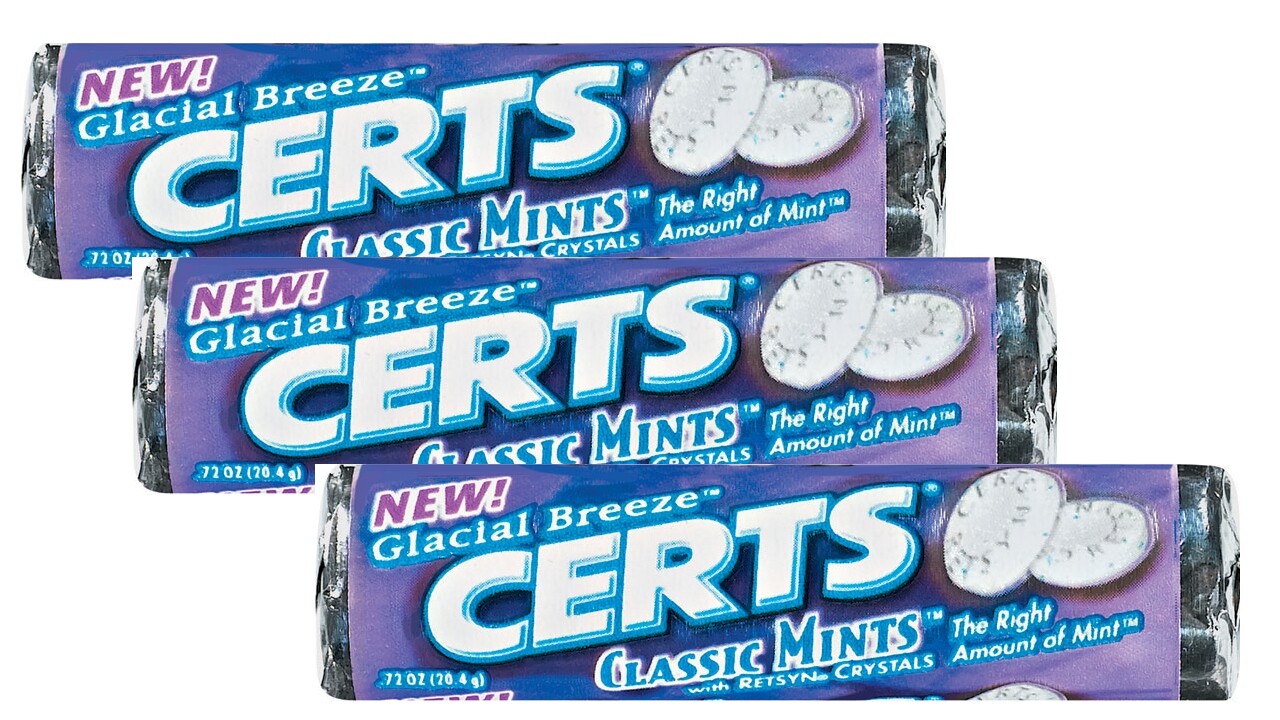 Certs Mints Glacial Breeze Classic Mints 3 Rolls  DISCONTINUED