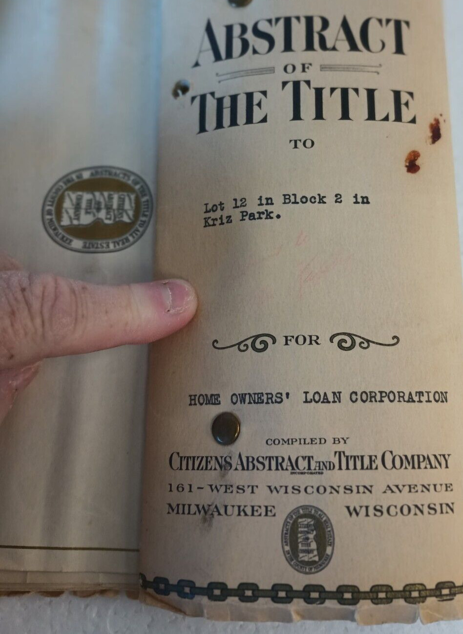 1835 Abstract of Title Document before WI statehood or Milwaukee was a city