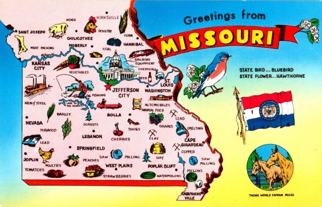 Vintage Postcard 1960\'s Greetings from Missouri (MO) Vintage Postcard 1960\'s Greetings from Missouri (MO)