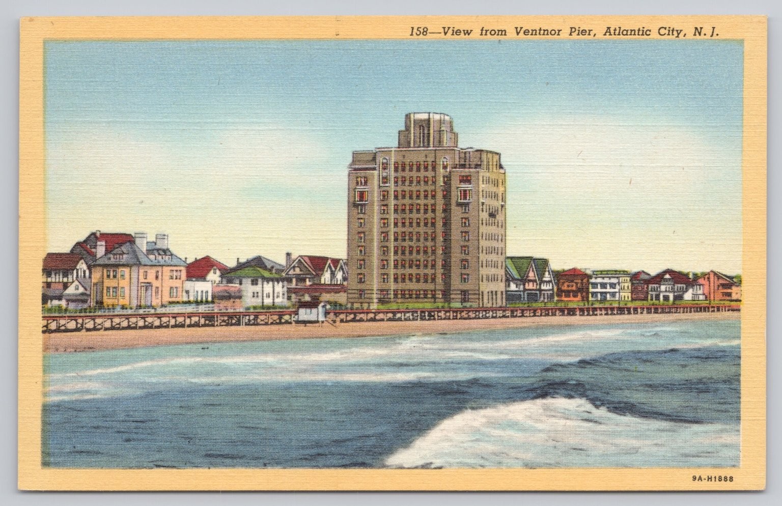 Vintage Ventnor City Pier Atlantic City NJ Linen Postcard 1939 Curt Teich