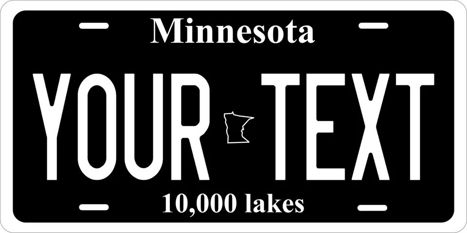 Minnesota Black Custom State License Plate Personalized 12