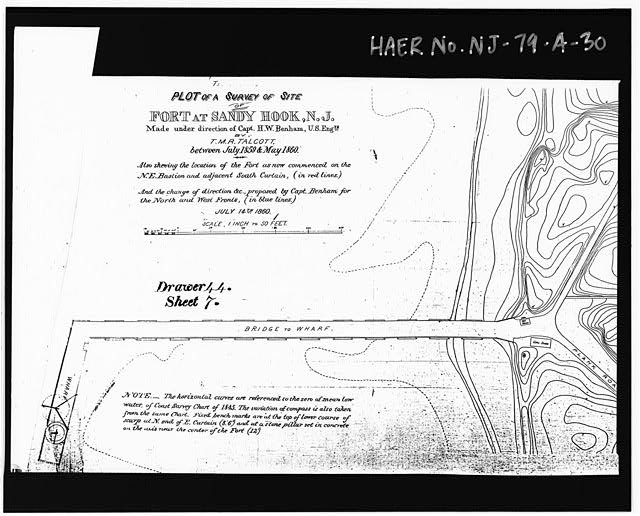Photo:Sandy Hook Highlands NJ 1860 Fort at Sandy Hook Wharf Plan Map