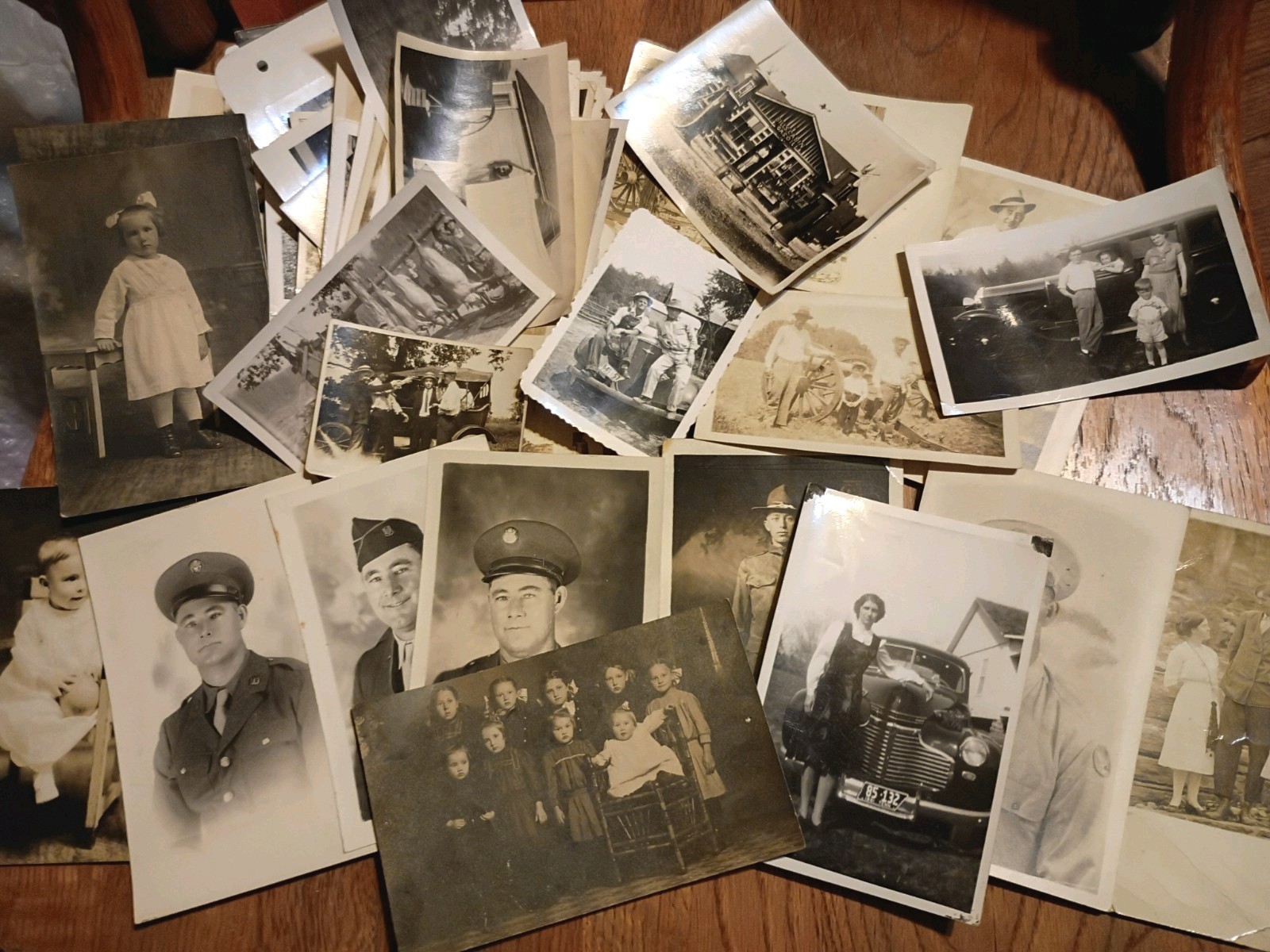 Antique Early 1900s RPPC Postcards, Black And White Photos Military Family