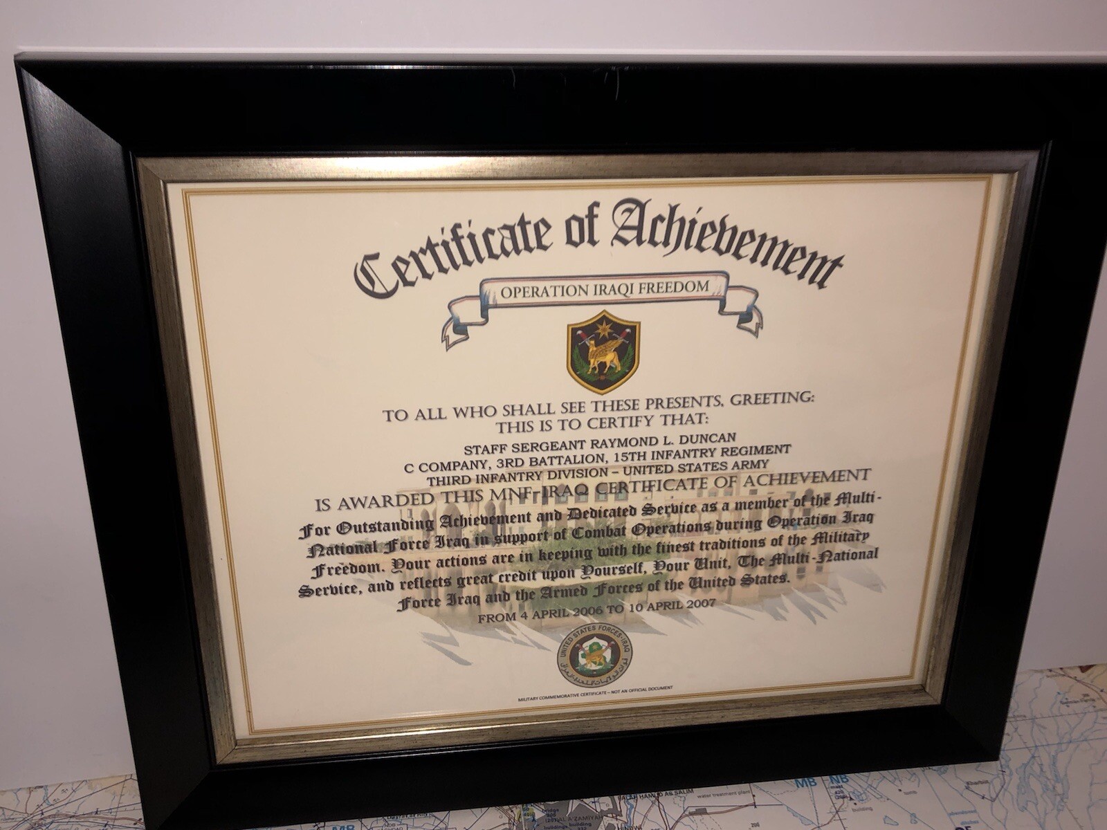 CERTIFICATE OF ACHIEVEMENT / MULTI-NATIONAL FORCES IRAQ / MNF-I