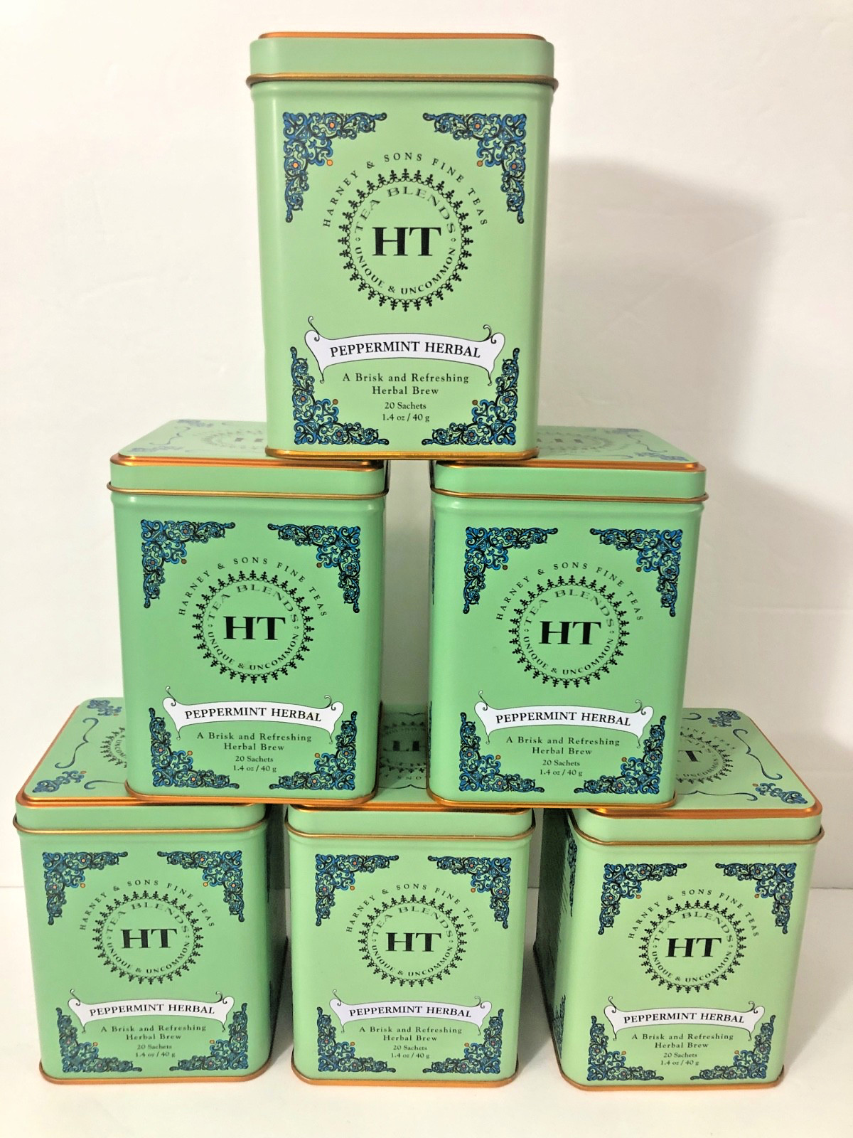 LOT 6 Harney & Sons EMPTY Tea Tin Cans Metal Box - For Decorative Hobby Crafts