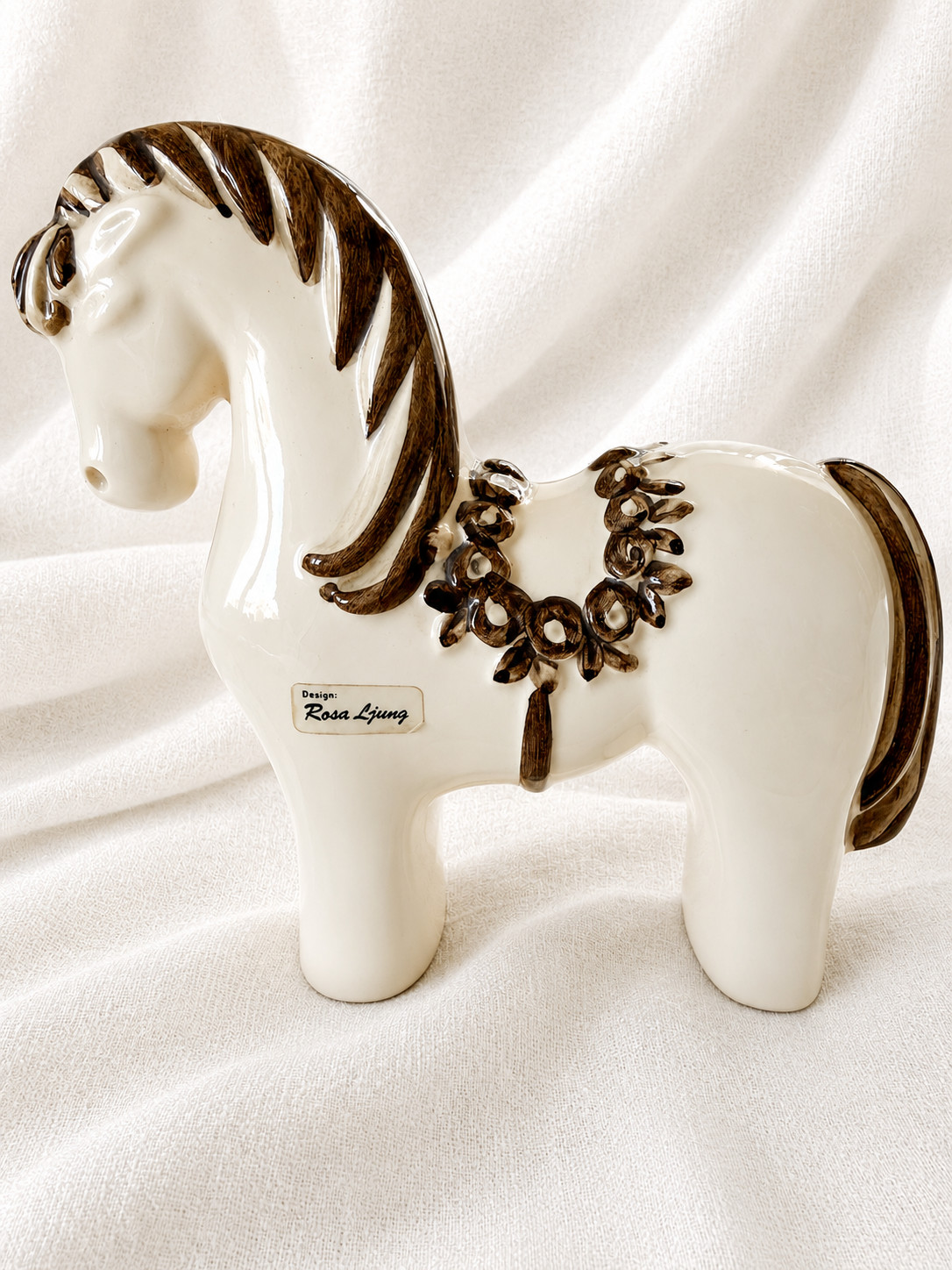 Vintage Rosa Ljung Ceramic Horse Figurine – Swedish Scandinavian Design – 17 cm