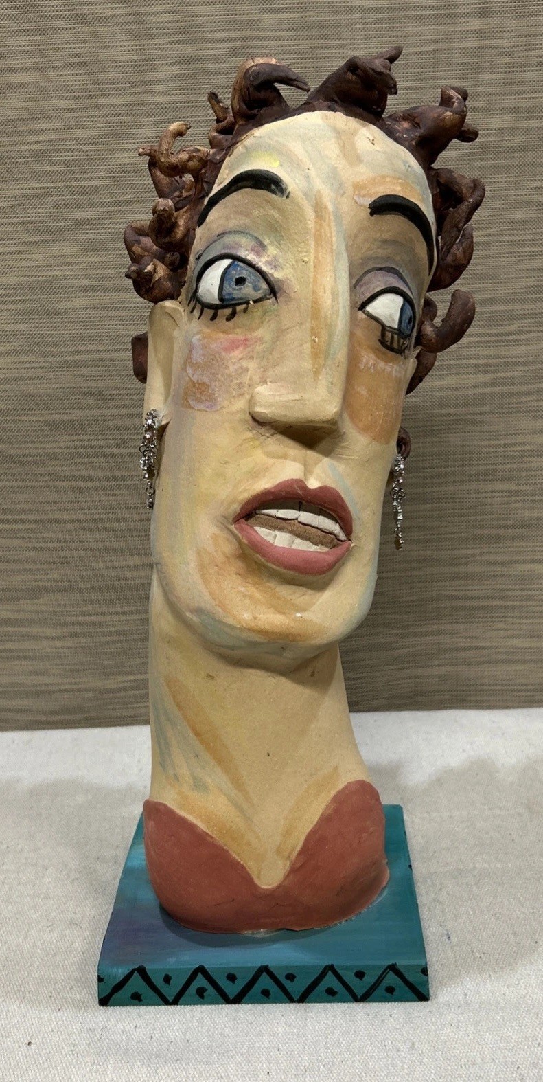 Whimsical Abstract Bust Sculpture - Eclectic Artistic Expression - Artist Signed