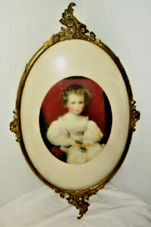 Victorian Brass Convex Glass Ornate Frame Fraulein Emilie Portrait M Daffinger
