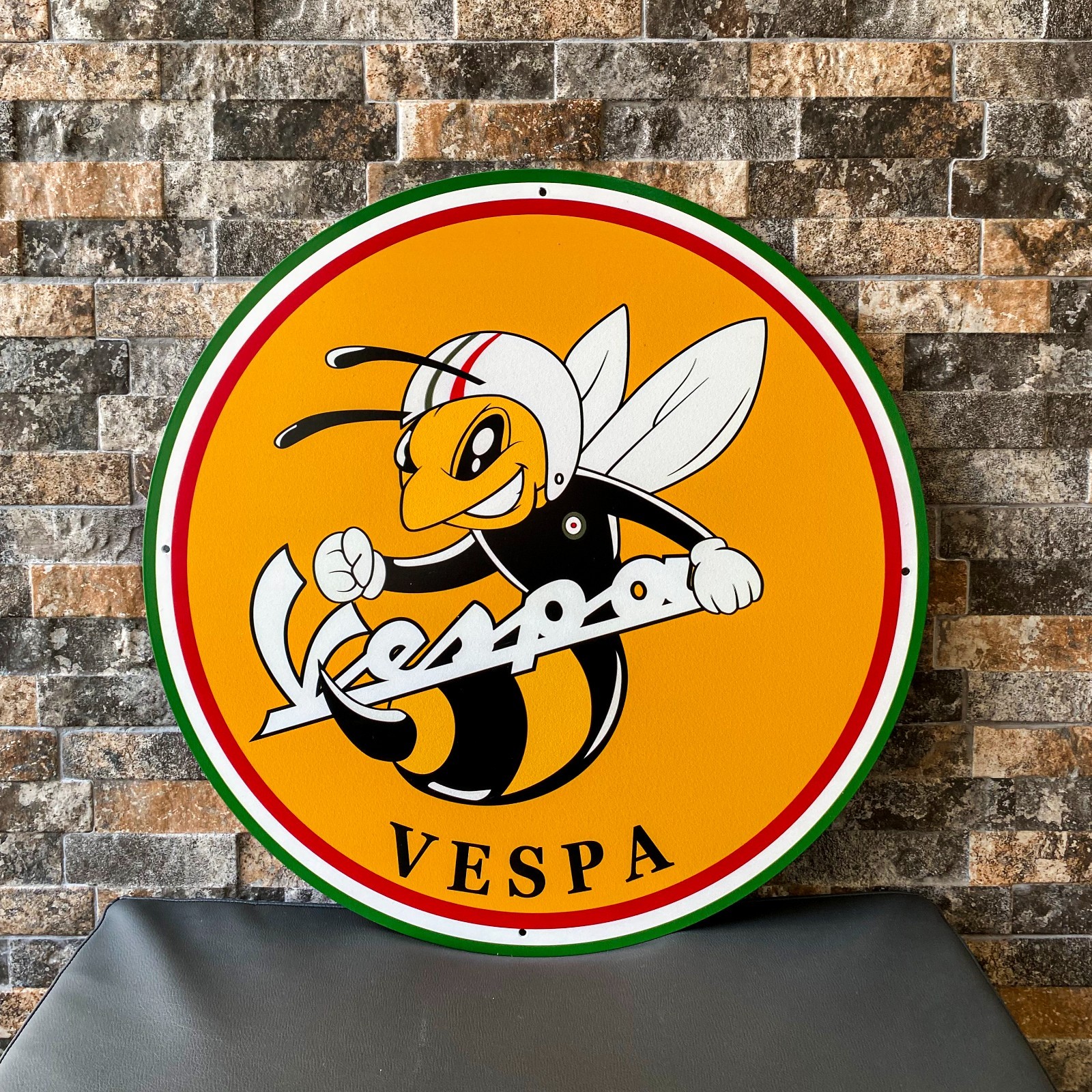 Vespa Racing Bee – Scooter Heavy Metal Sign - (XL – 19.7” / 50 cm)