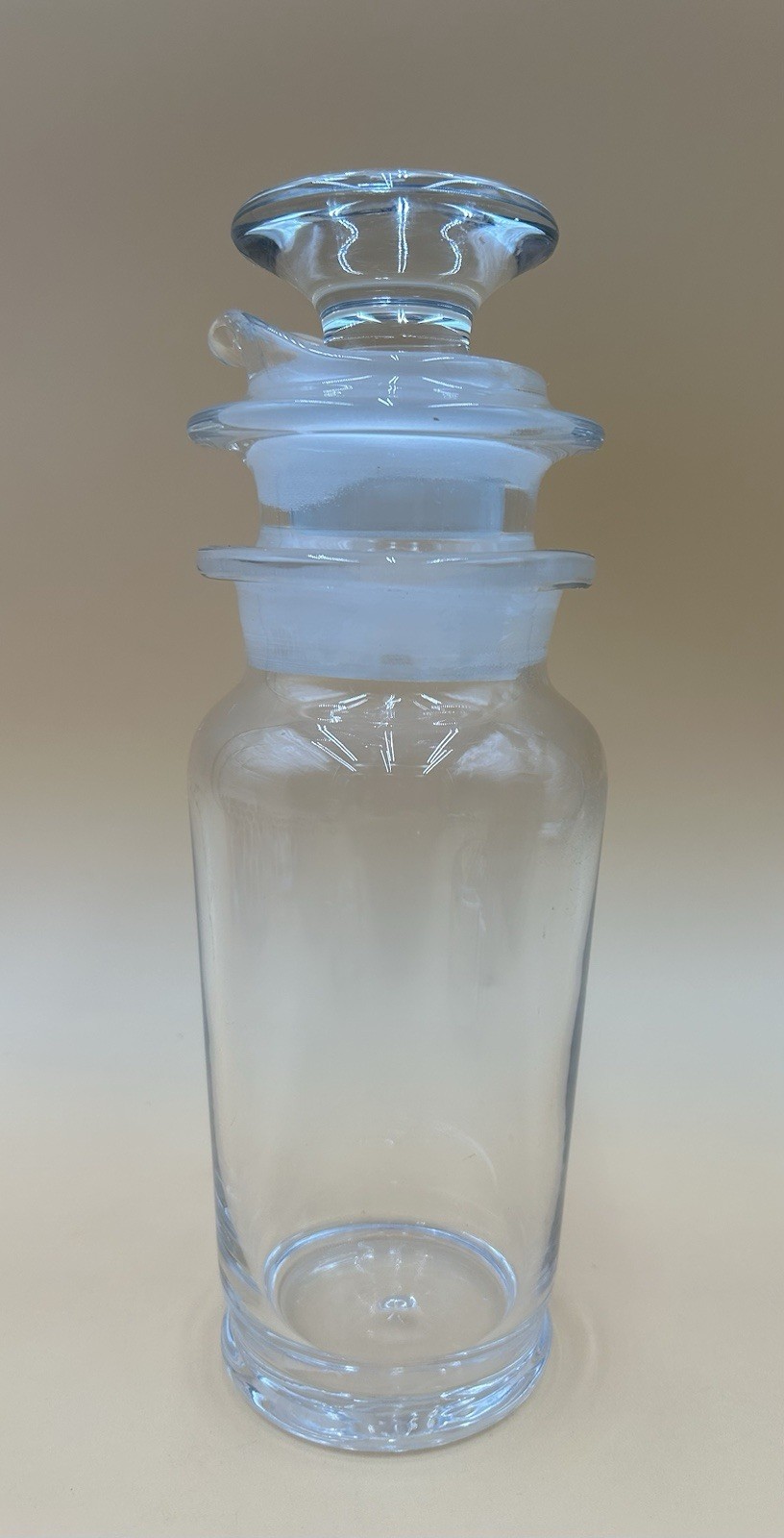 1930s Art Deco Heisey Glass Apothecary Cocktail Shaker 3 Piece Strainer Stopper