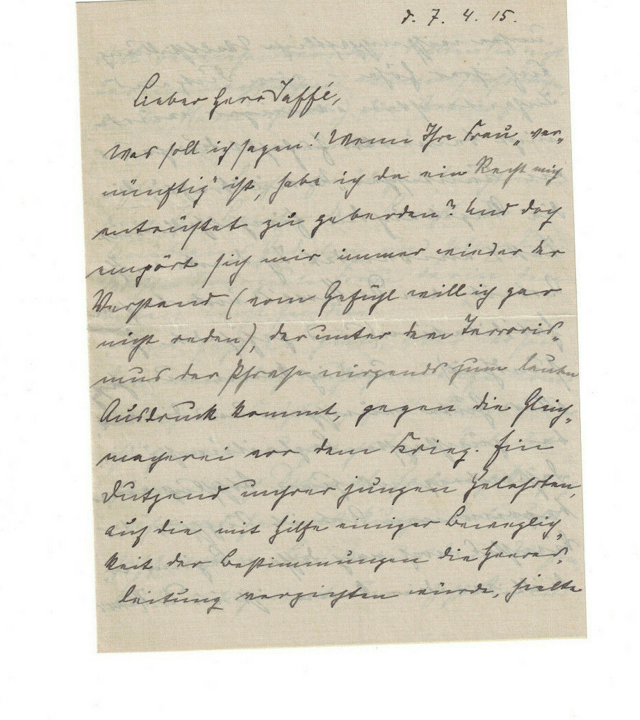 LINA RICHTER German Suffragette Educator Mother 1915 Handwritten Letter Jaffe 