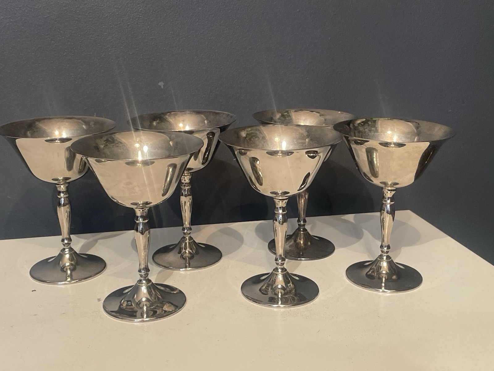 Vintage Leonard Italy Silverplate Champagne Coupes Sherbet Dishes Set of 6