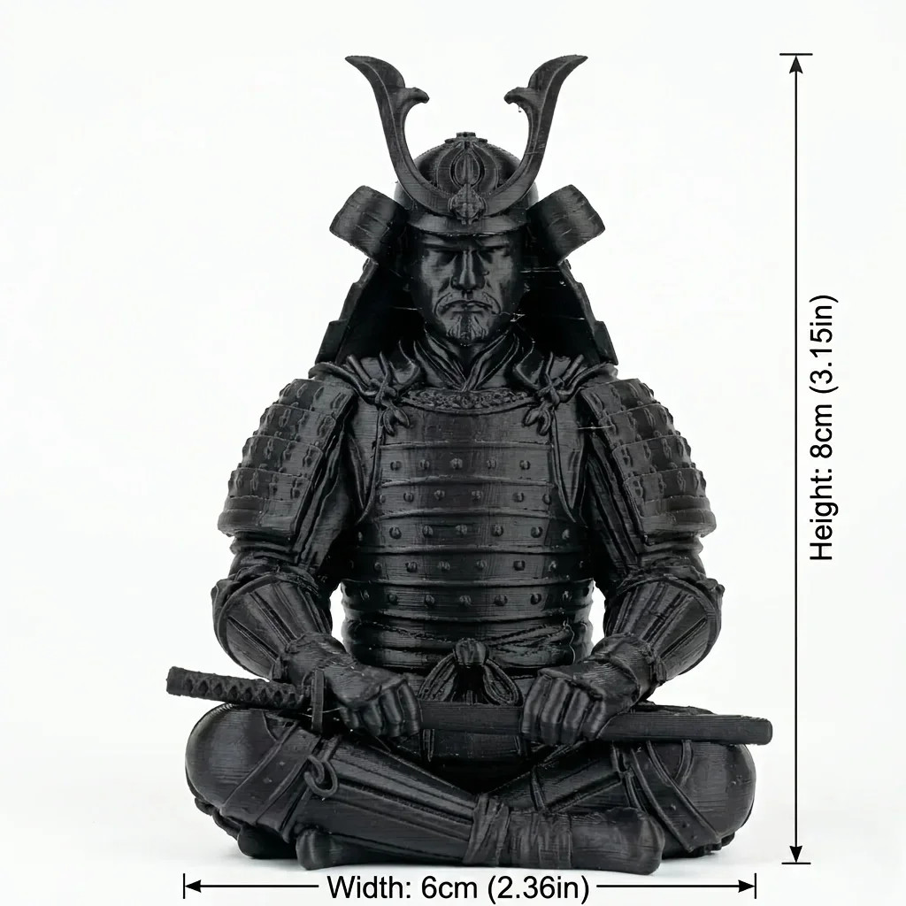 Mini Japanese Samurai Figurine 3D Printed Bushido Warrior Desk Zen Decor