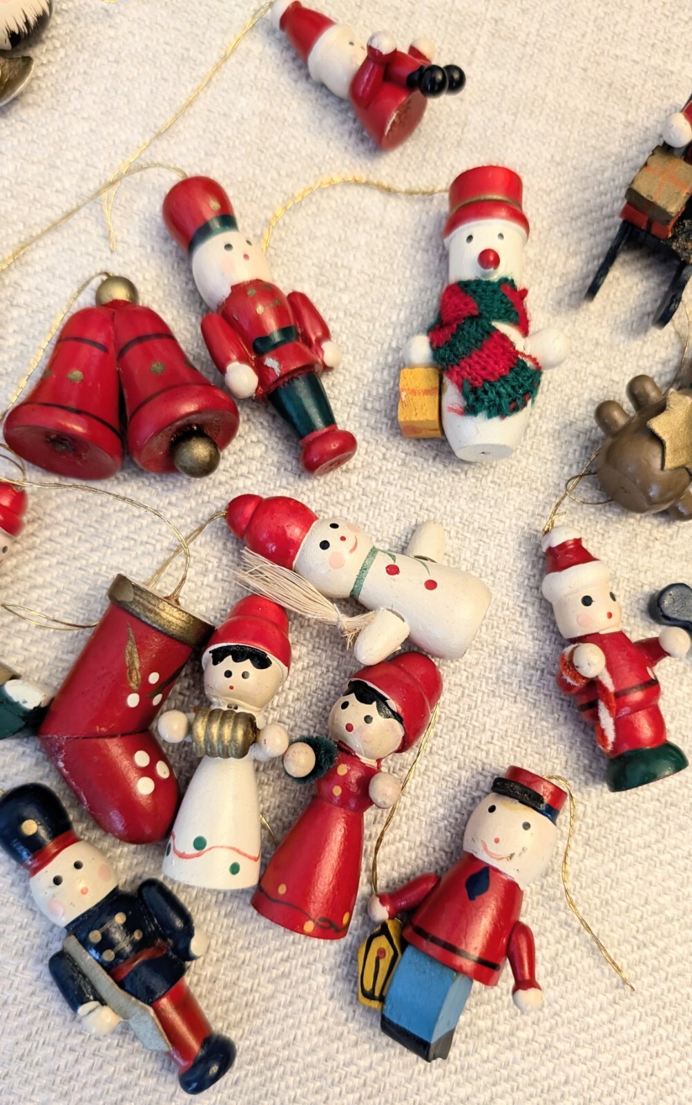19 Piece Vintage 1980\'s German Wood Christmas Ornaments Pre-owned