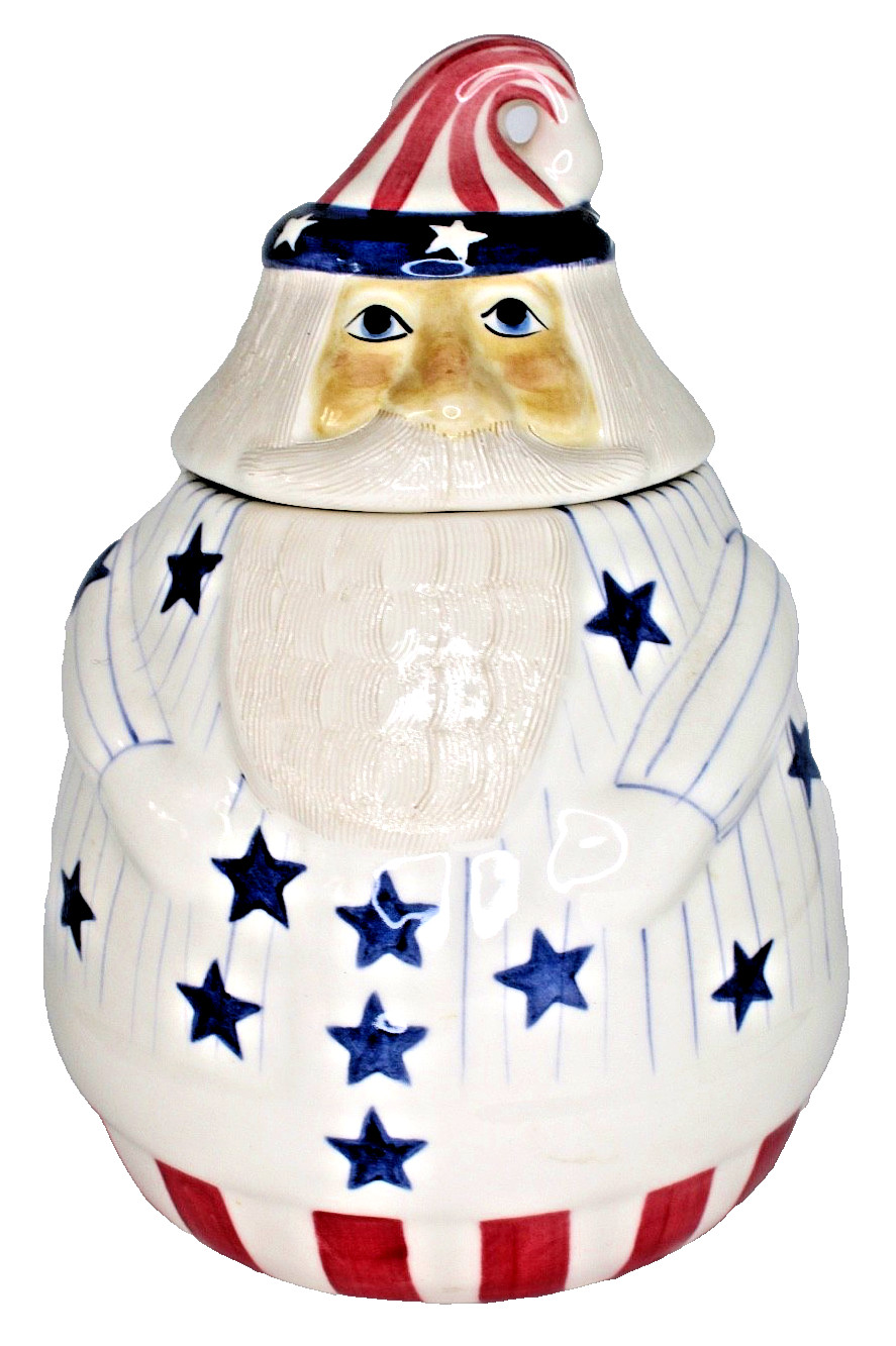 RARE Laurie Gates Cookie Jar -  Patriotic Uncle Sam Santa HTF