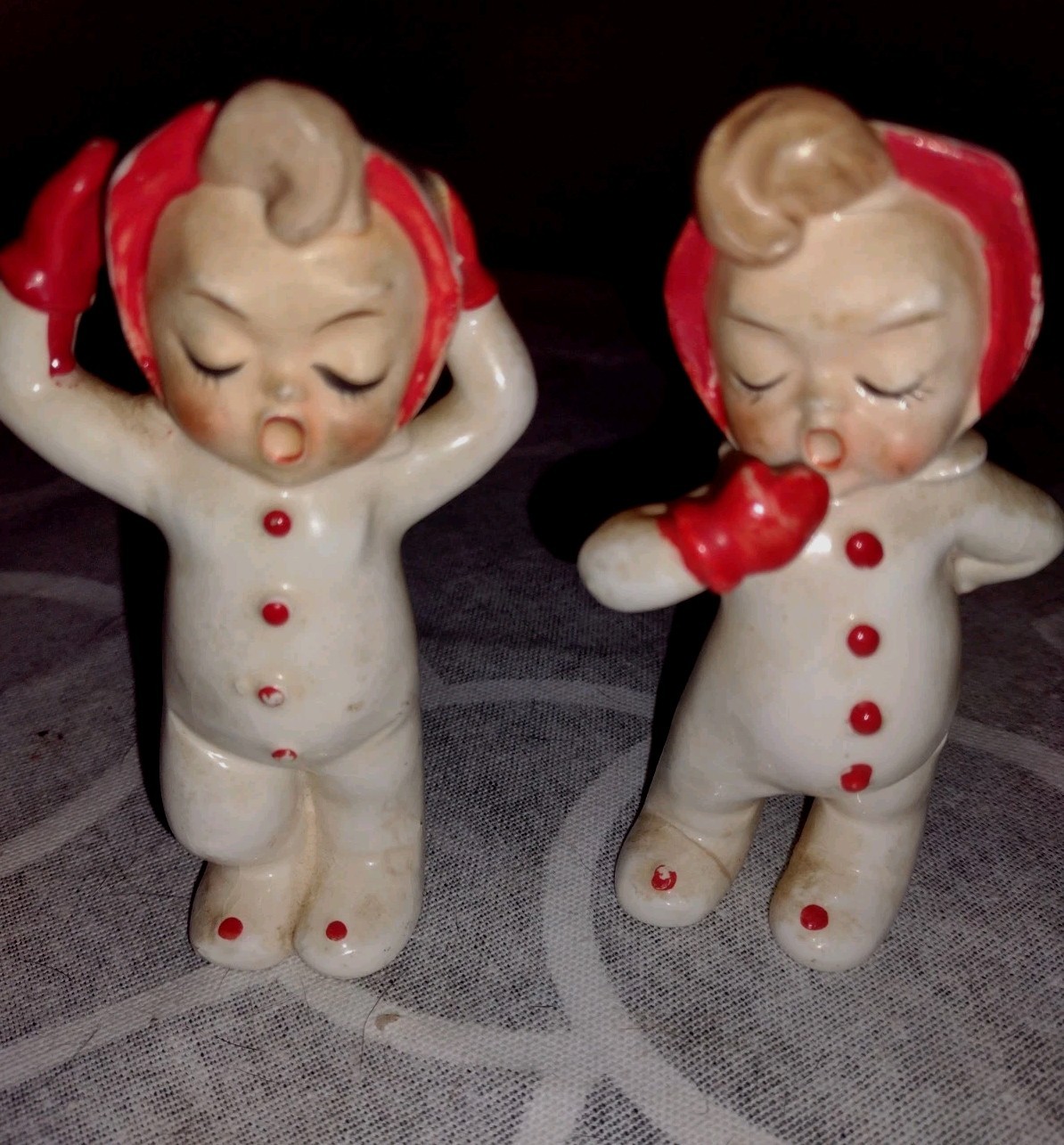 Vintage RARE Josef Original Yawning Snow Babies Set of 2 In Footie PJ's ***READ