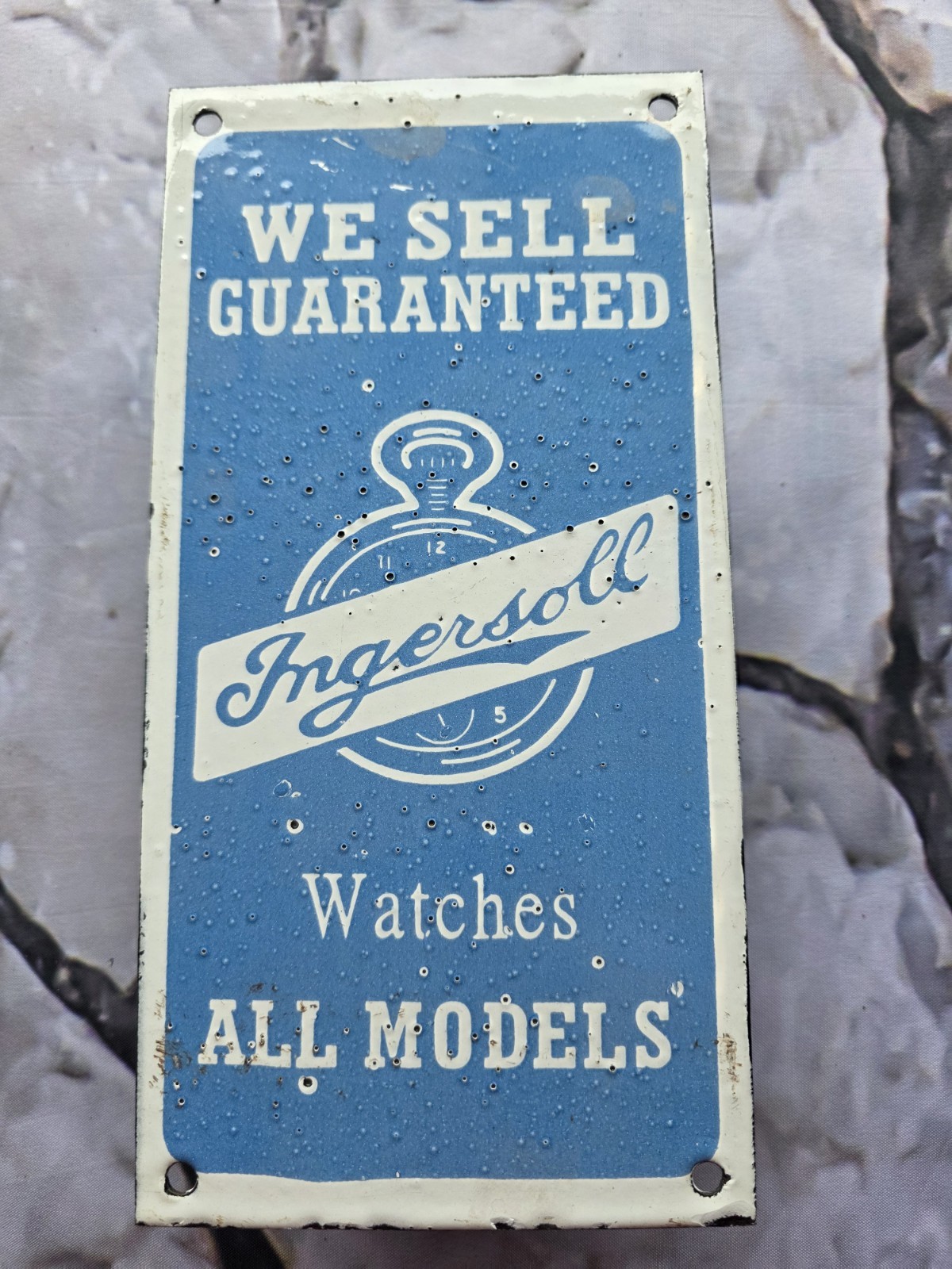 VINTAGE RARE INGERSOLL WATCHES PORCELAIN SIGN ALL MODELS 10\
