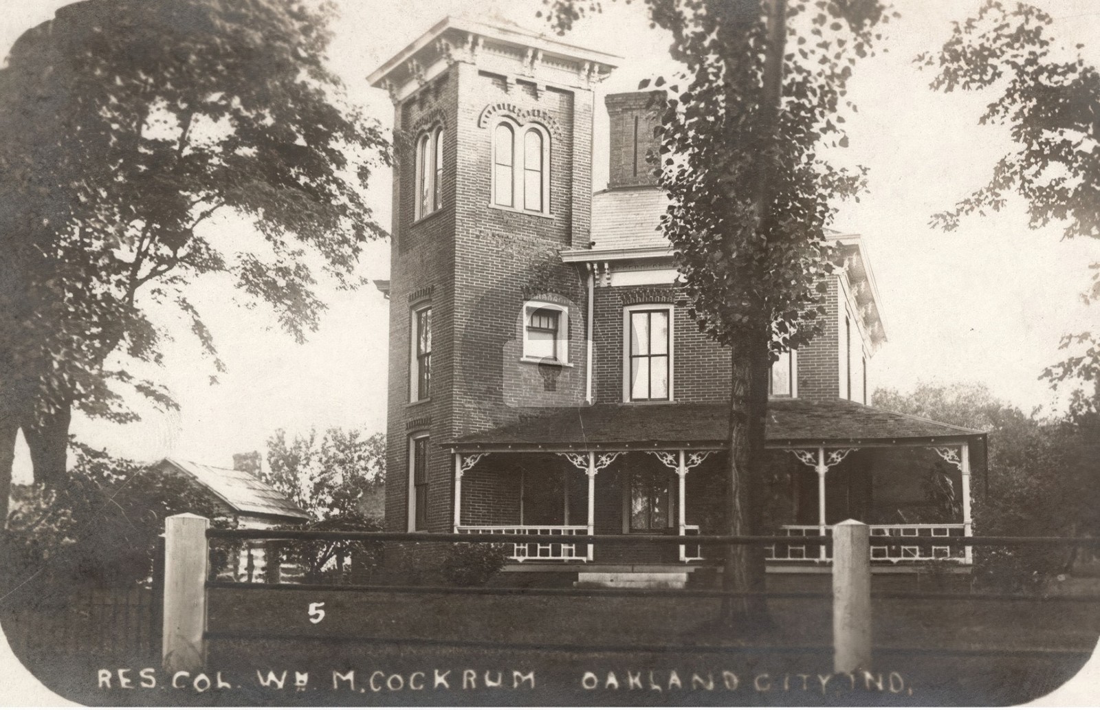 Col. William M. Cockrum Home, Oakland City IN Indiana RPPC Photo Postcard COPY