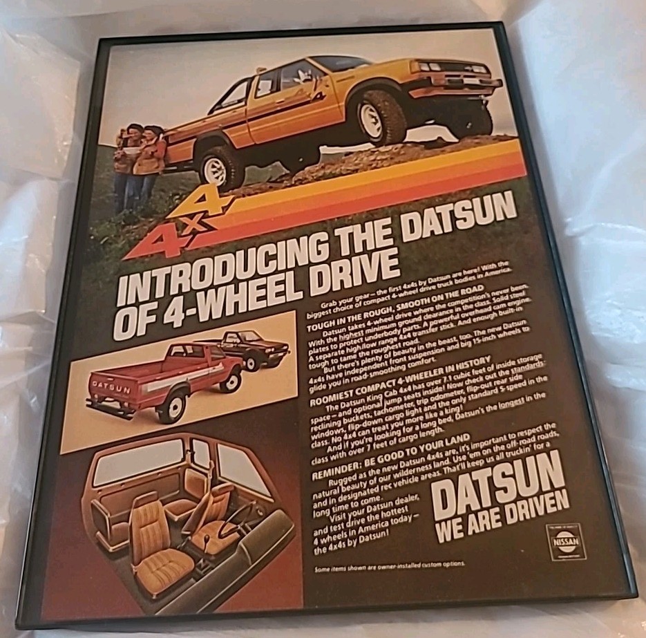 Datsun 4X4 Truck Print Ad 1980 Framed 8.5X11 Vintage Wall Art 