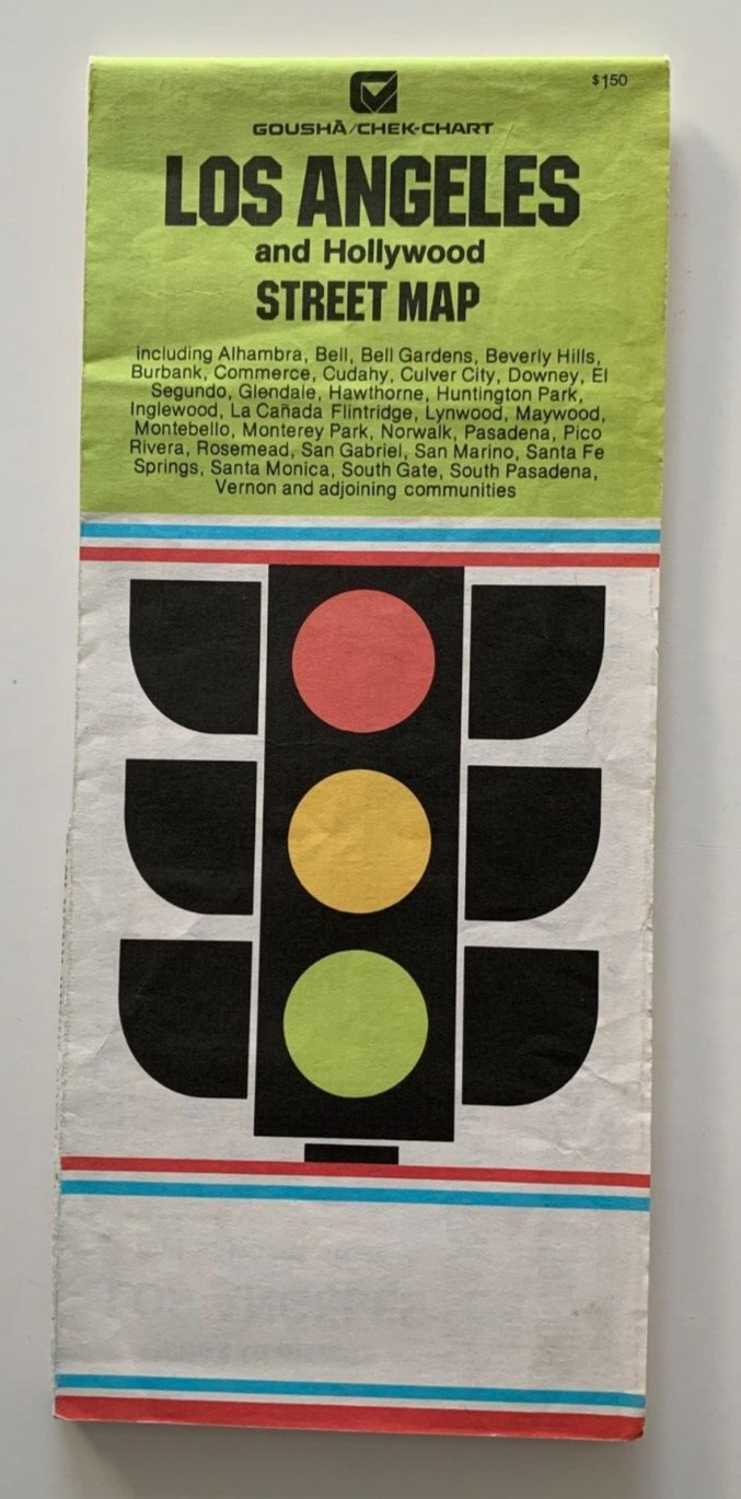 Vintage 1986 Los Angeles Hollywood Street Map California Road Pocket HM Gousha
