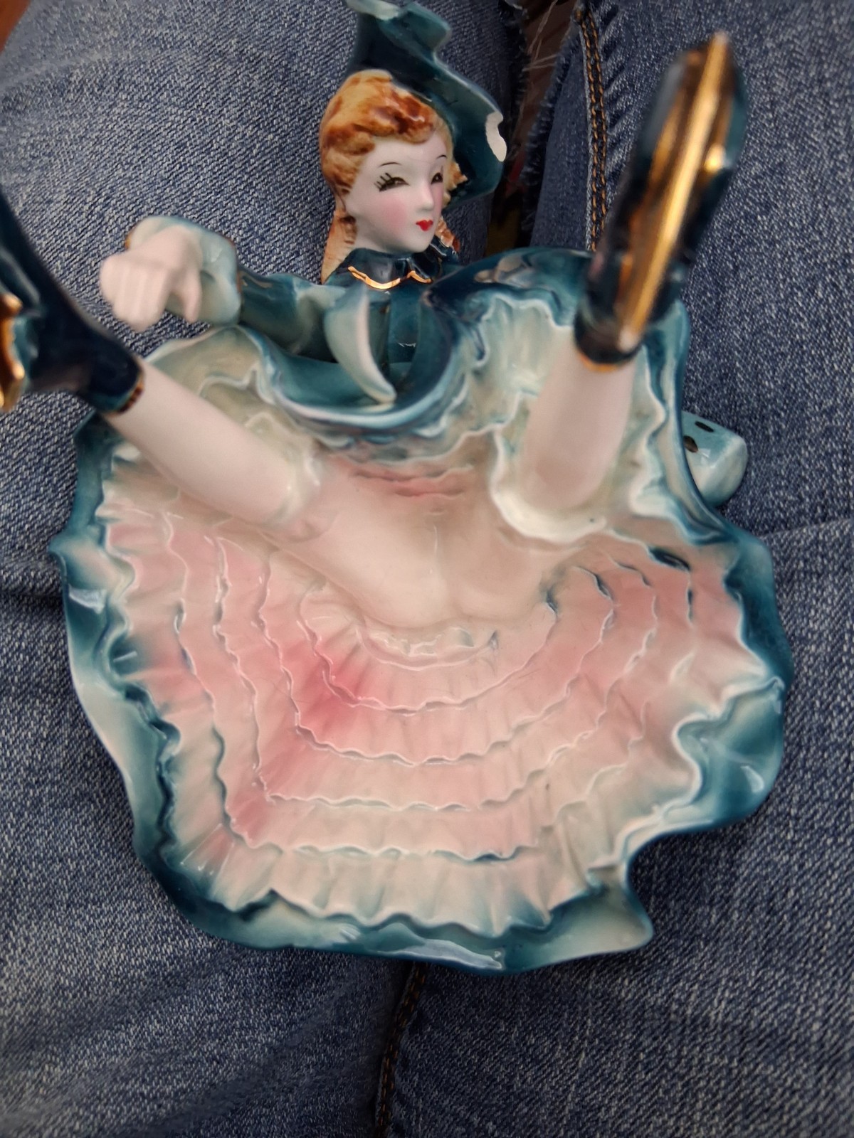 Ardalt Vintage Porcelain FALLING DOWN Victorian Ice Skater