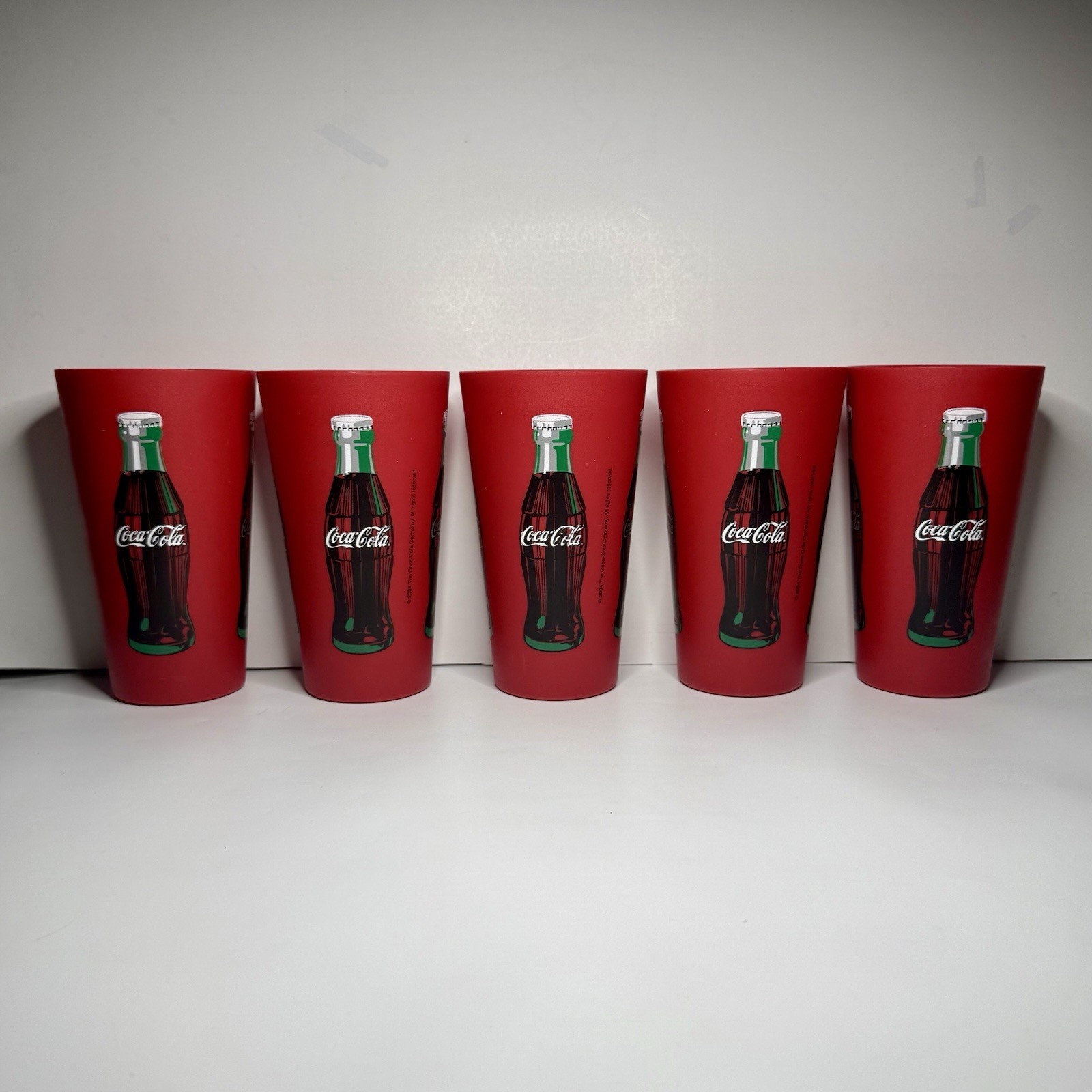 Coca Cola 22oz Red Tumblers x 5 - PackerWare 6” Plastic Cups - Coke 2004