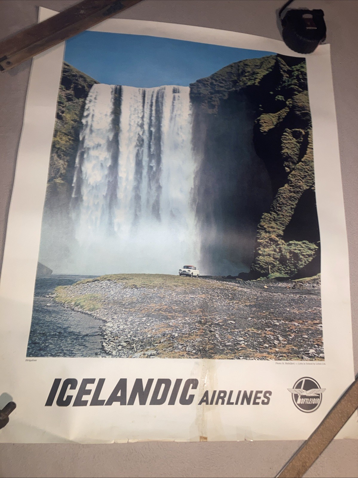Original  1967 Icelandic Air  Travel Poster LOFTLEIDIR Extremely Rare 30”x23.5”