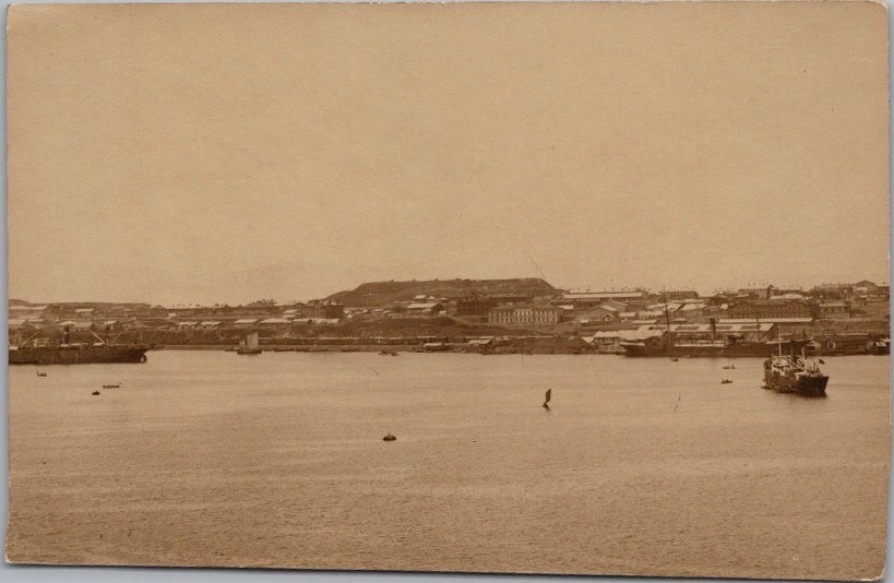 c1919 VLADIVOSTOK Siberia Russia RPPC Photo POSTCARD Waterfront Panorama View