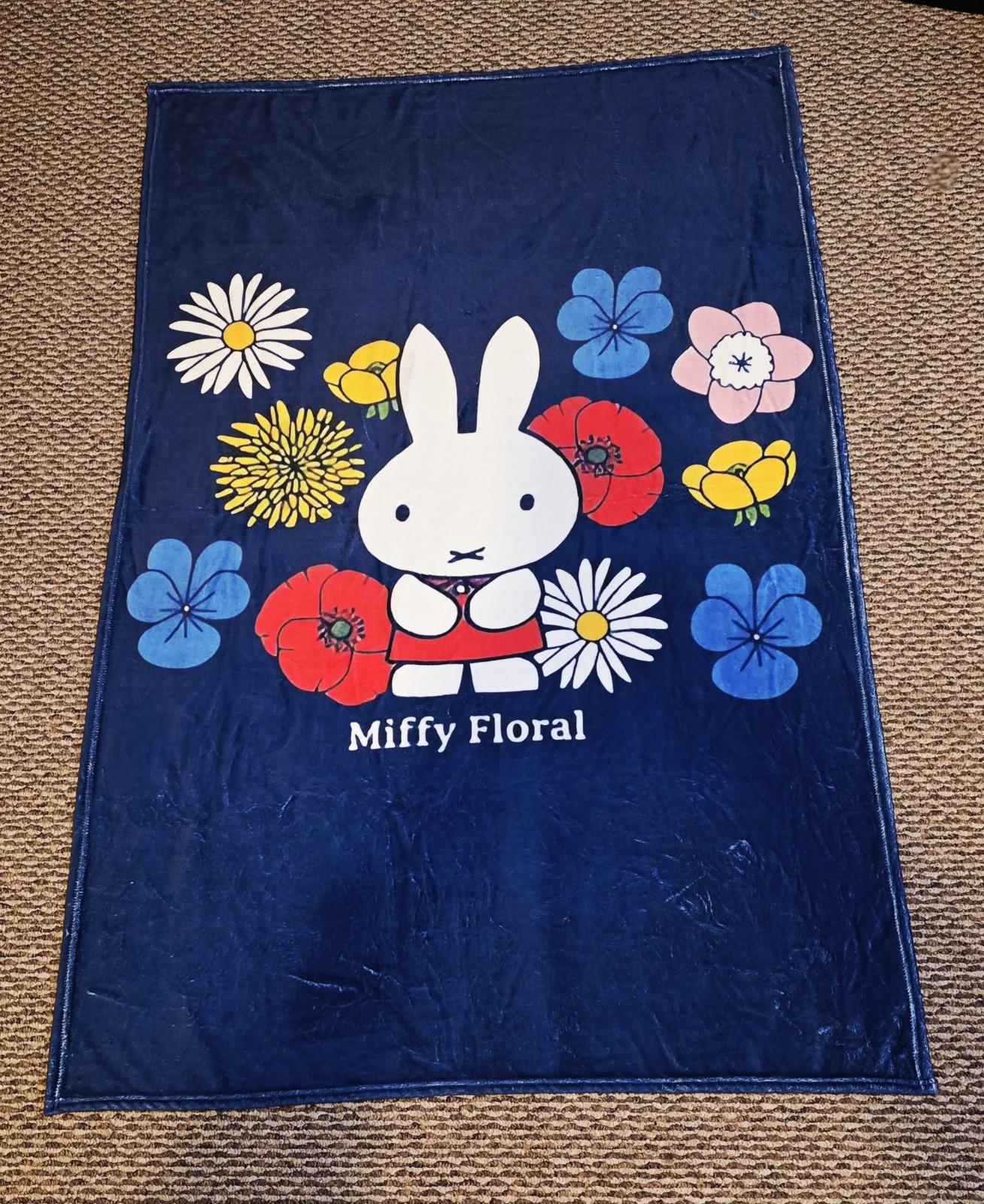 Miffy Floral Blanket Blue Animation Character Collectible
