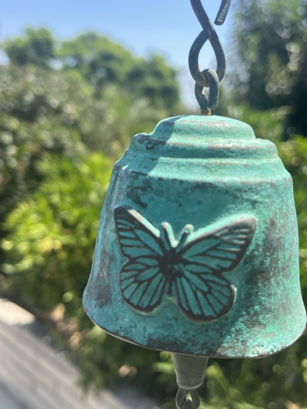 Vtg Jeff Cross Dome Harmony Hollow Bronze Bell Butterfly