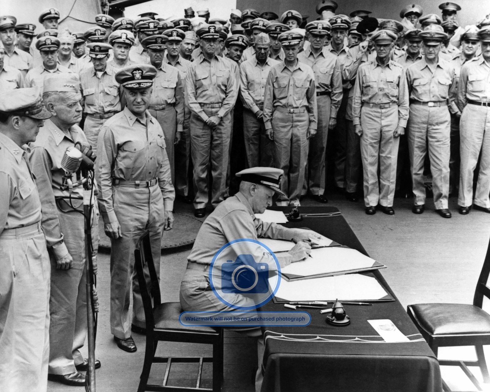 ADMIRAL CHESTER NIMITZ SURRENDER CEREMONY USS MISSOURI 1945 8X10 PHOTO