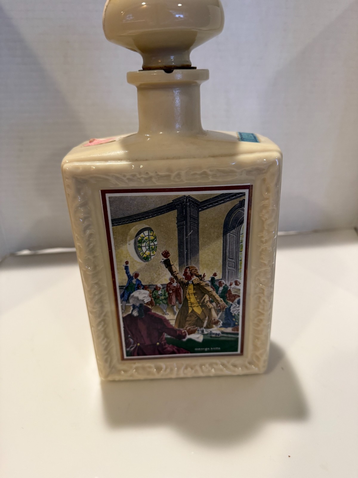 Vintage J. W. Dant Americana Collection Whiskey Decanter Patrick Henry Scene