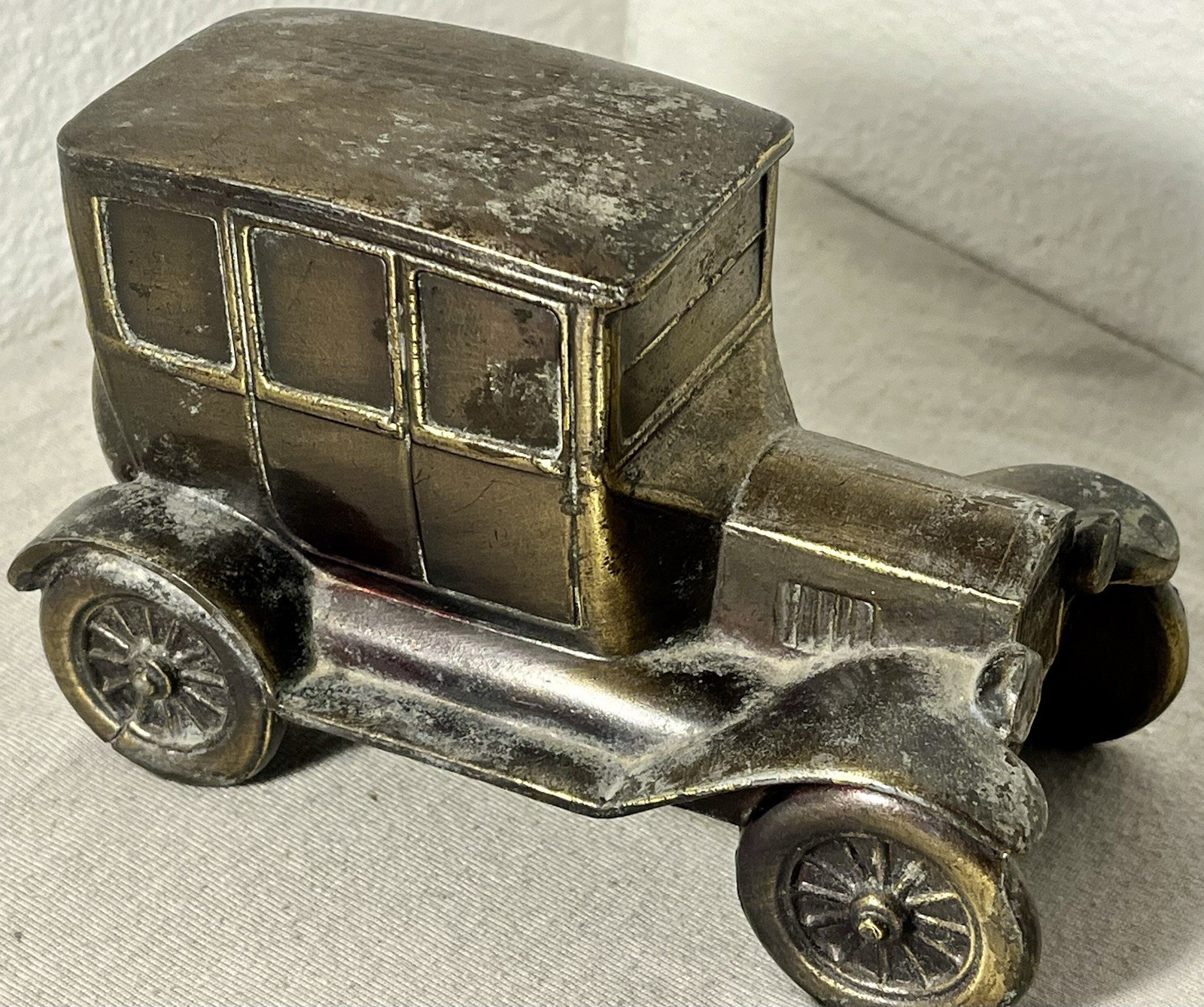 Vintage Brass 1927 Model T Ford Coin Bank Banthrico, Chicago Lockwood Bank