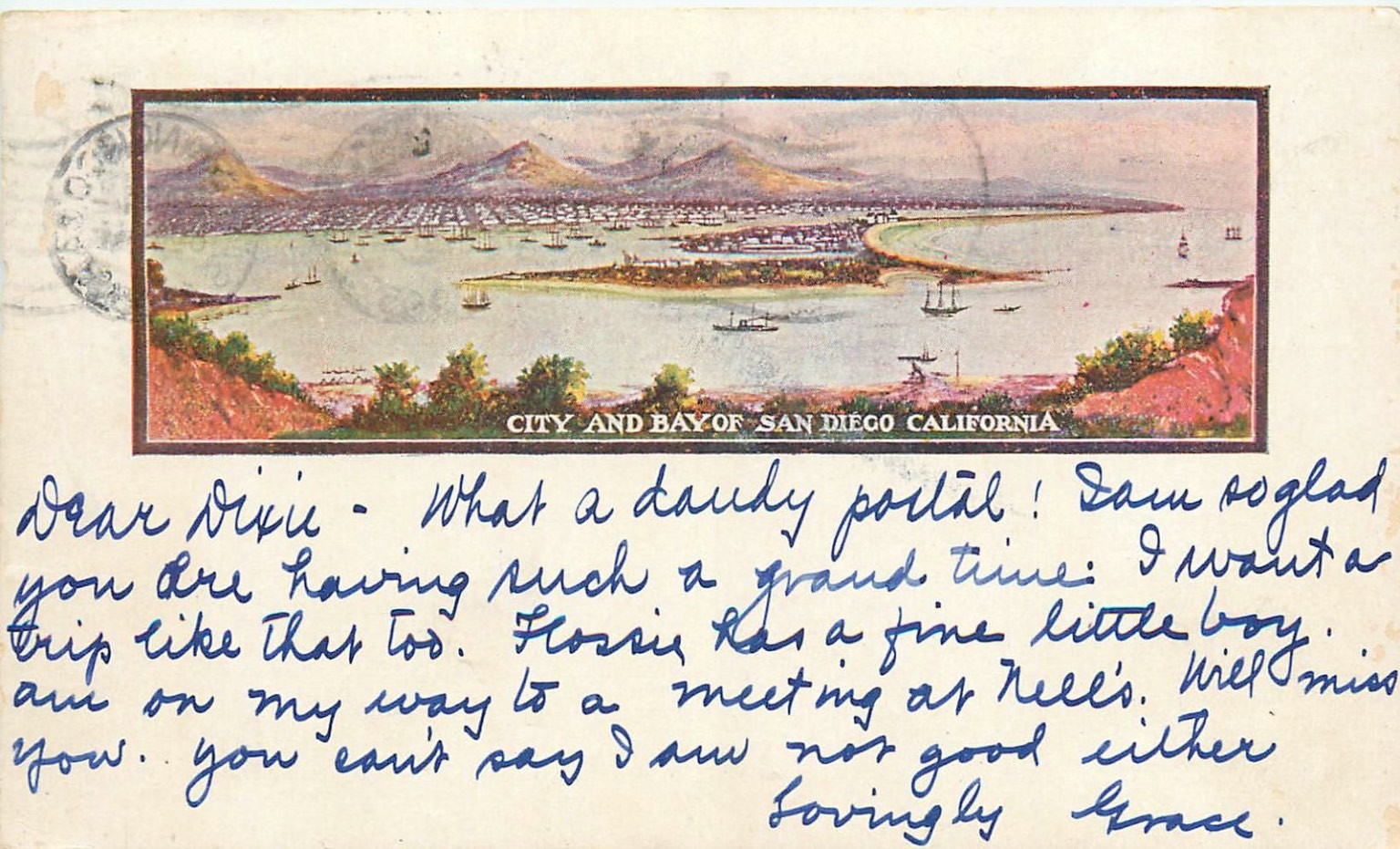 Vintage 1905 San Diego Bay California Private Mailing Card Postcard Grace Vintage 1905 San Diego Bay California Private Mailing Card Postcard Grace