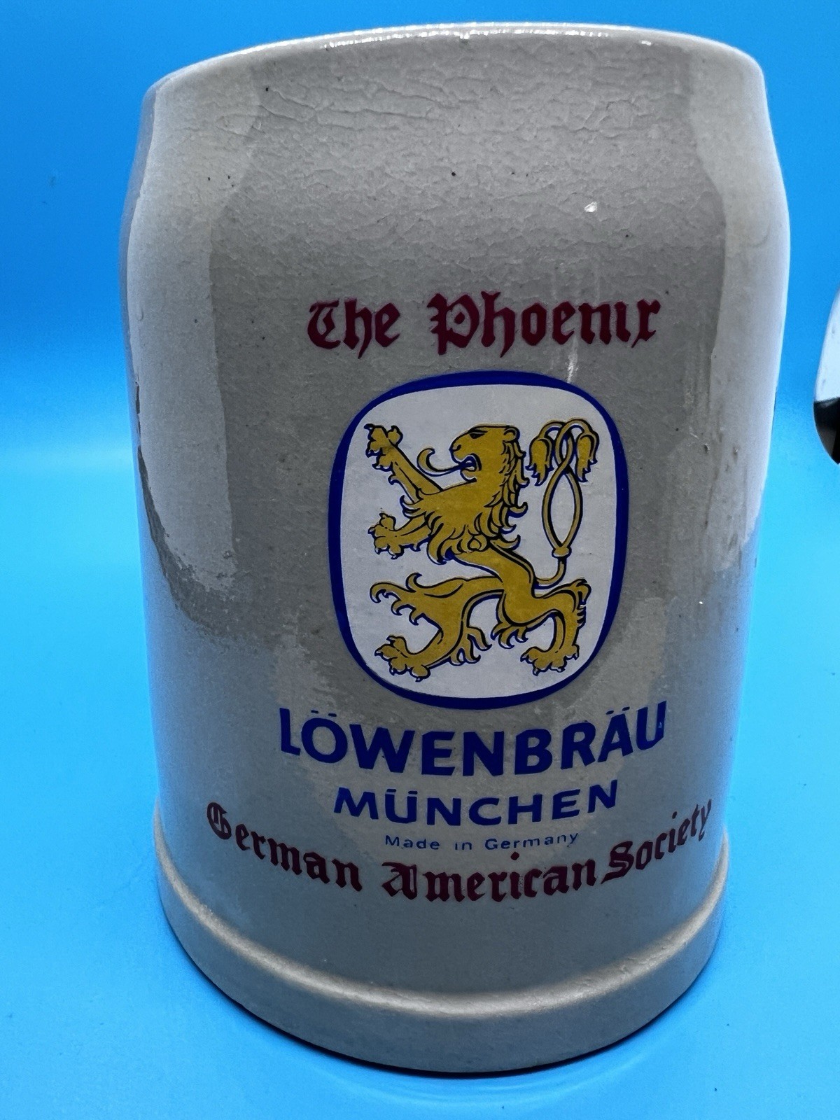 Vintage Lowenbrau Munchen Earthenware Mug  german american society Germany ,31