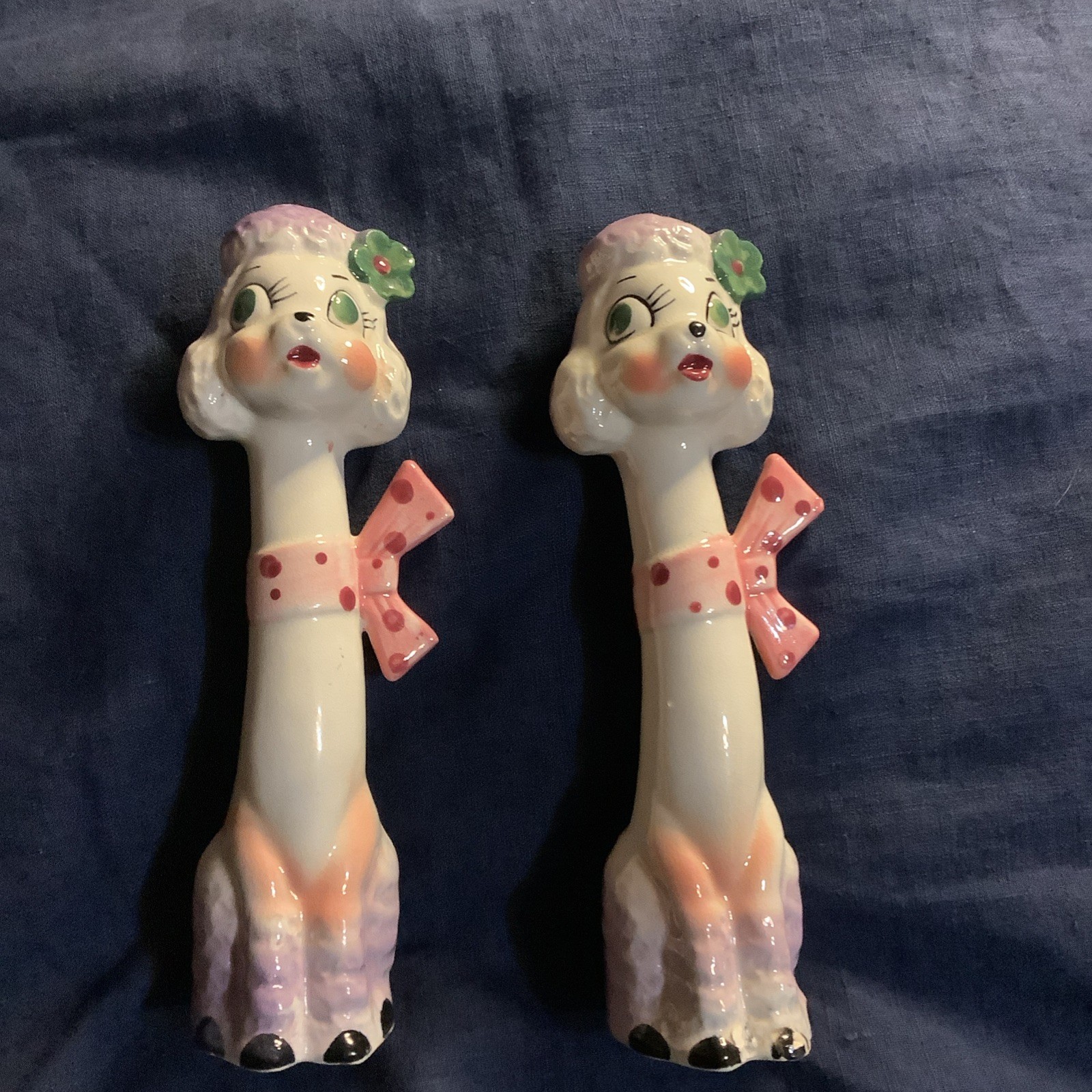 Vintage Tilso Tall Long Neck Poodle S&P Shakers Kitchsy Pink ~ Purple Vintage Tilso Tall Long Neck Poodle S&P Shakers Kitchsy Pink ~ Purple