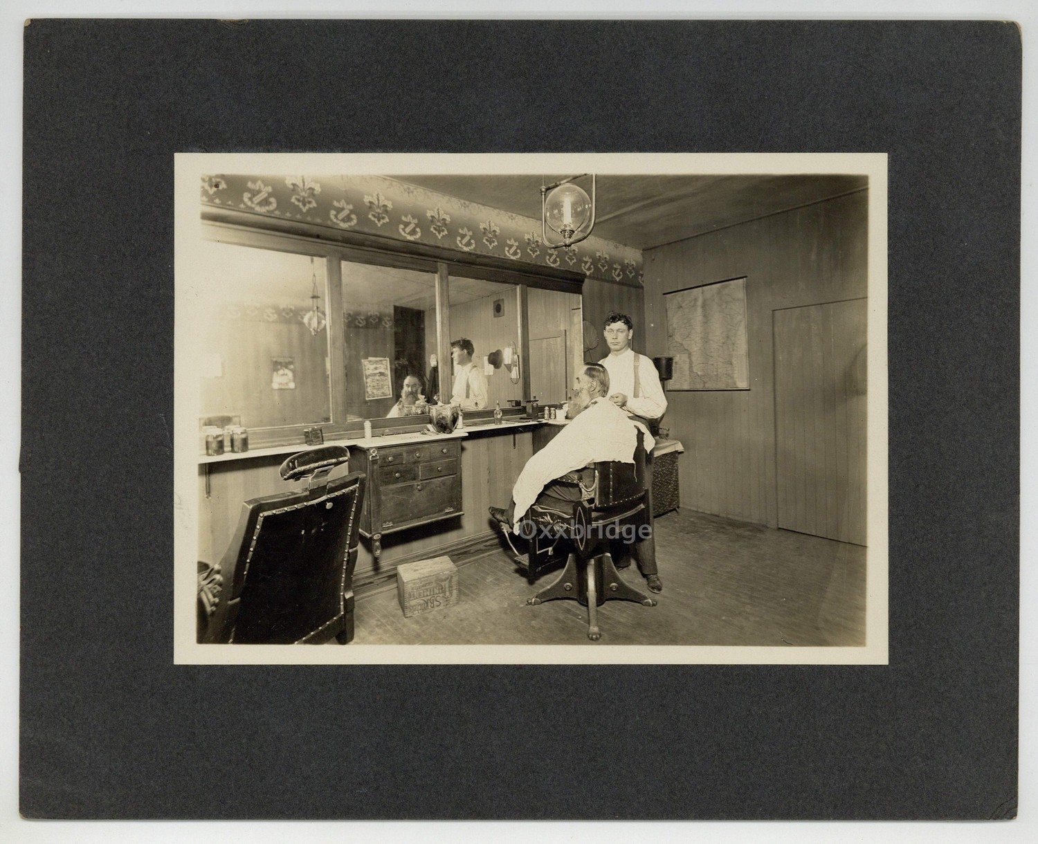 Antique Barber Shop Photo 1890 Hair Salon Chair 8x10 Parlor Scissors Shave Tonic